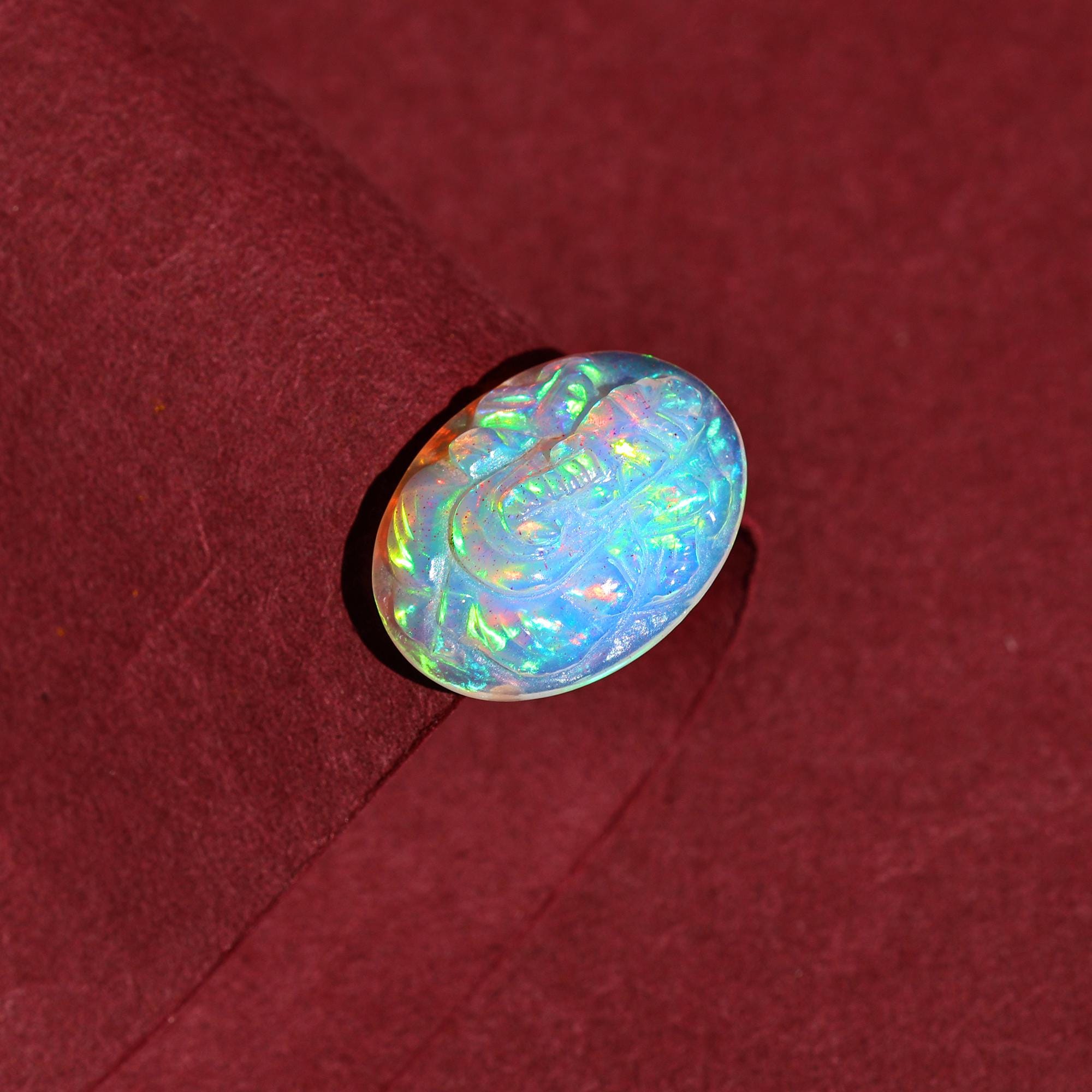Welo Fire Opal Carving: Handmade Ganesha Gemstone (8 Carat)