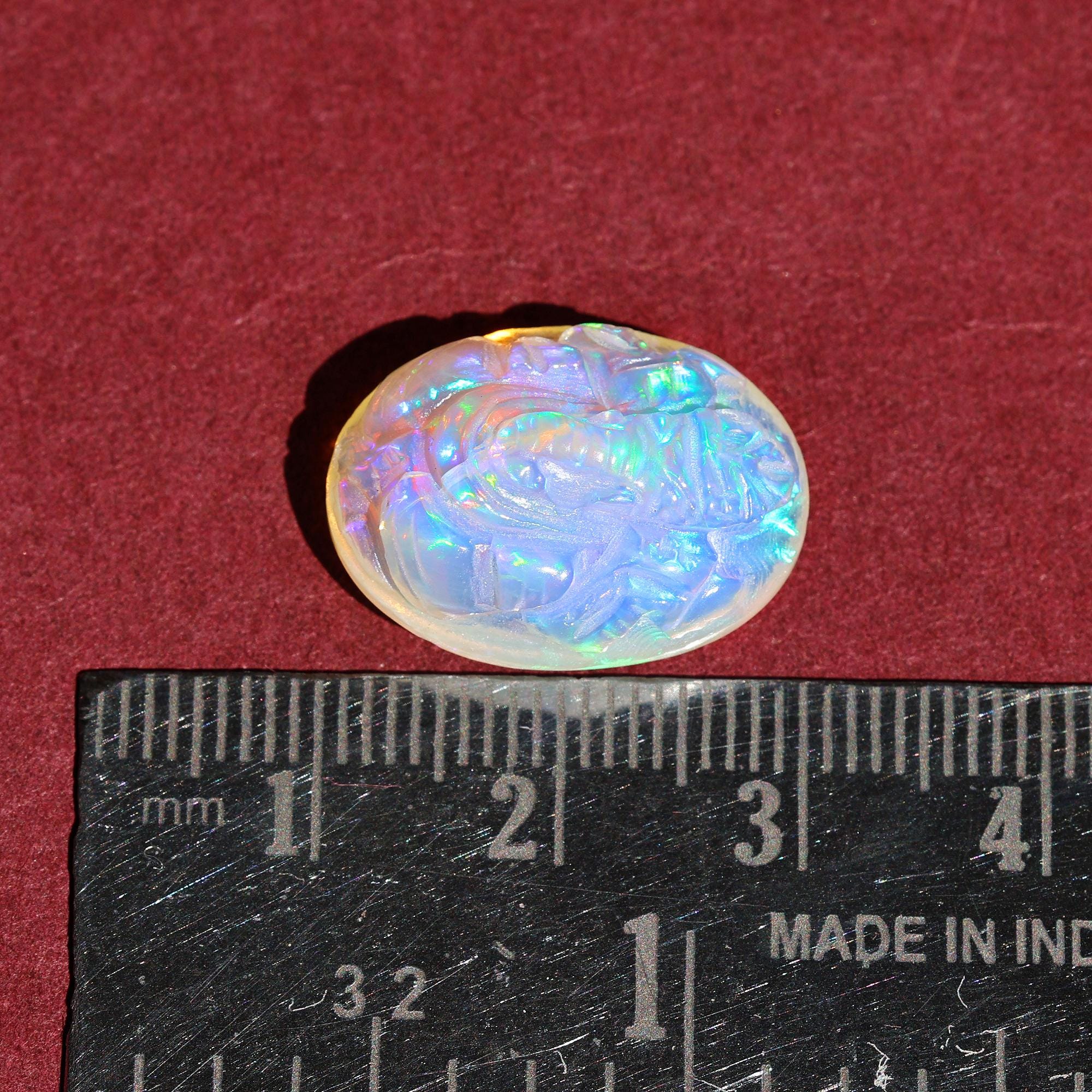 Opal Crystal Ganesha Statue: Hand-Carved Gemstone Idol, Healing Crystal (12.20 Carat)