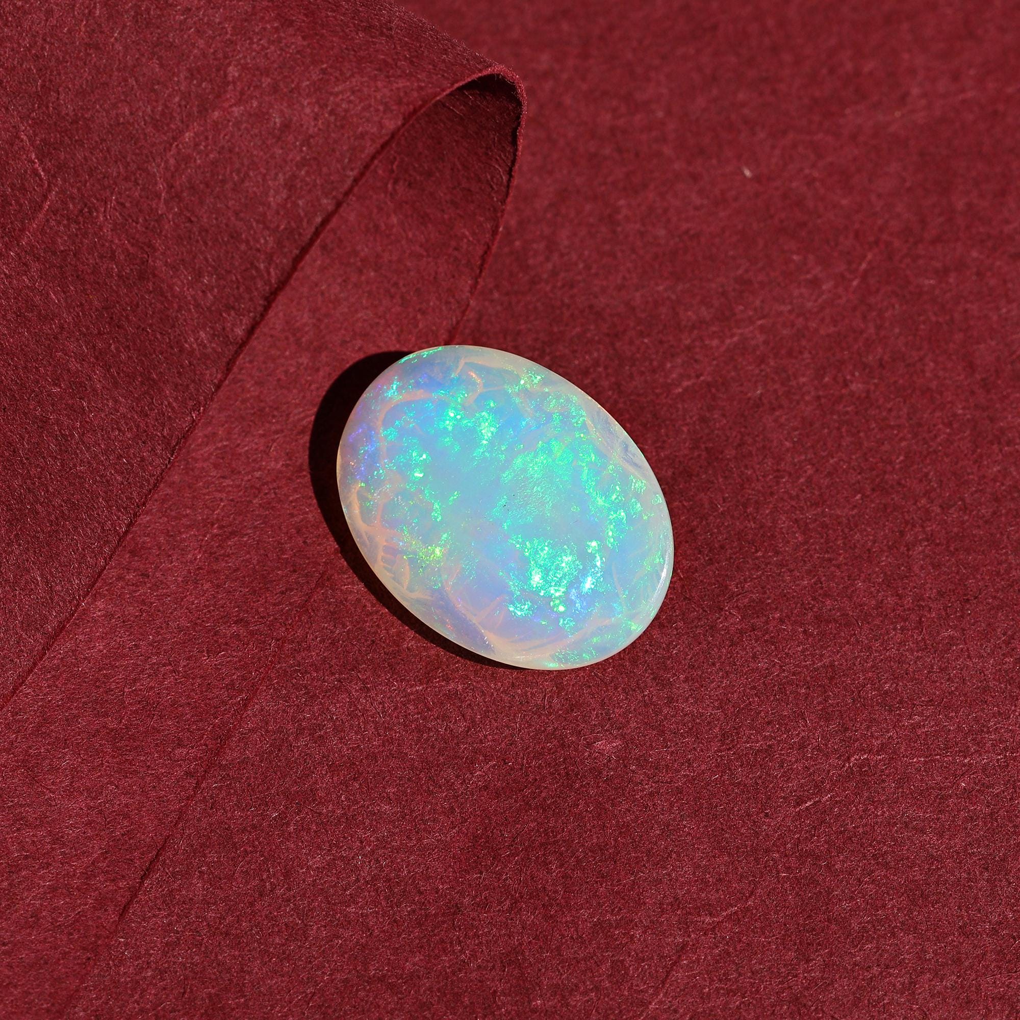 White Opal Ganesha Carving: 8.40 Carat Hindu God Statue