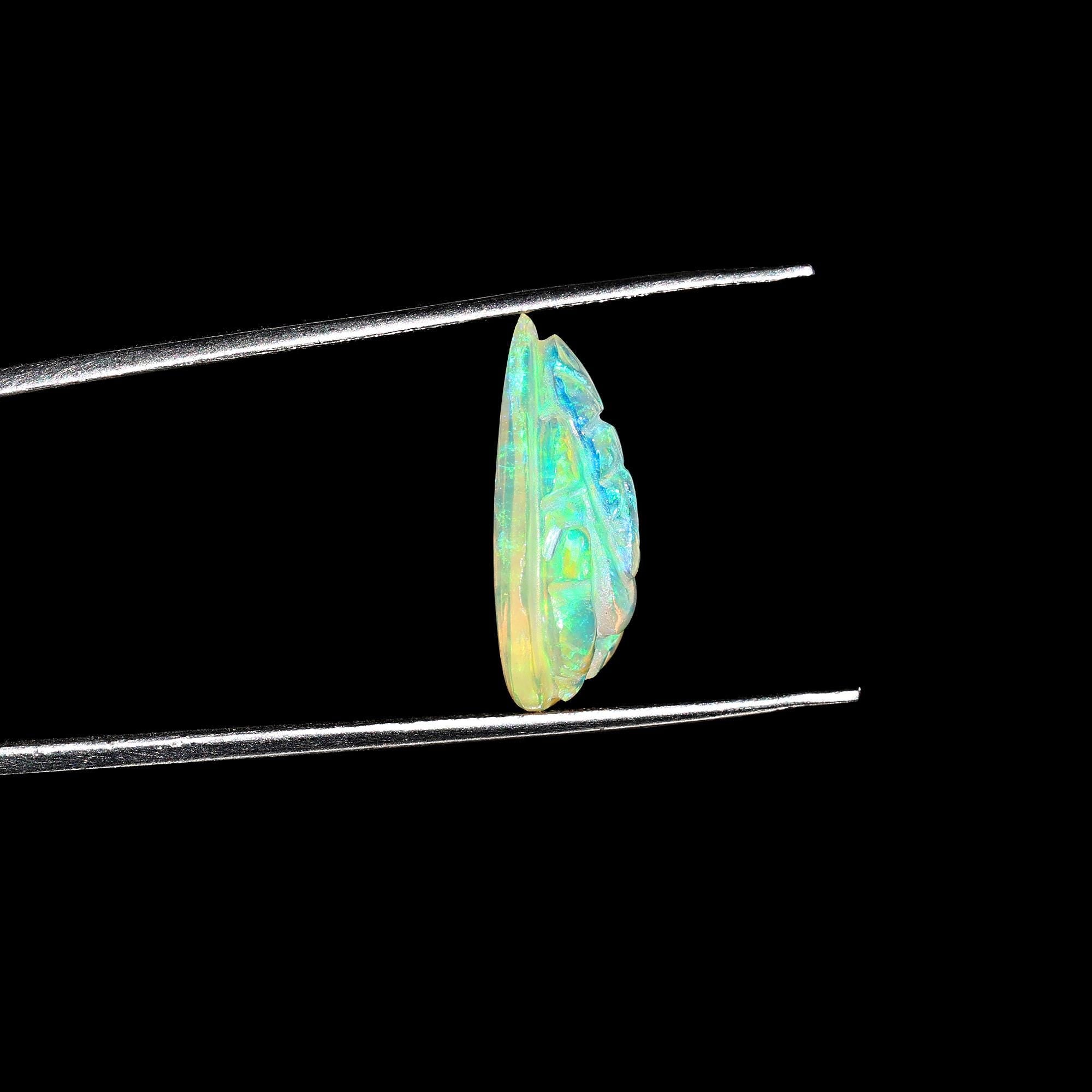 Ethiopian Opal Ganesha Carving: Pear Gemstone (11x18mm)