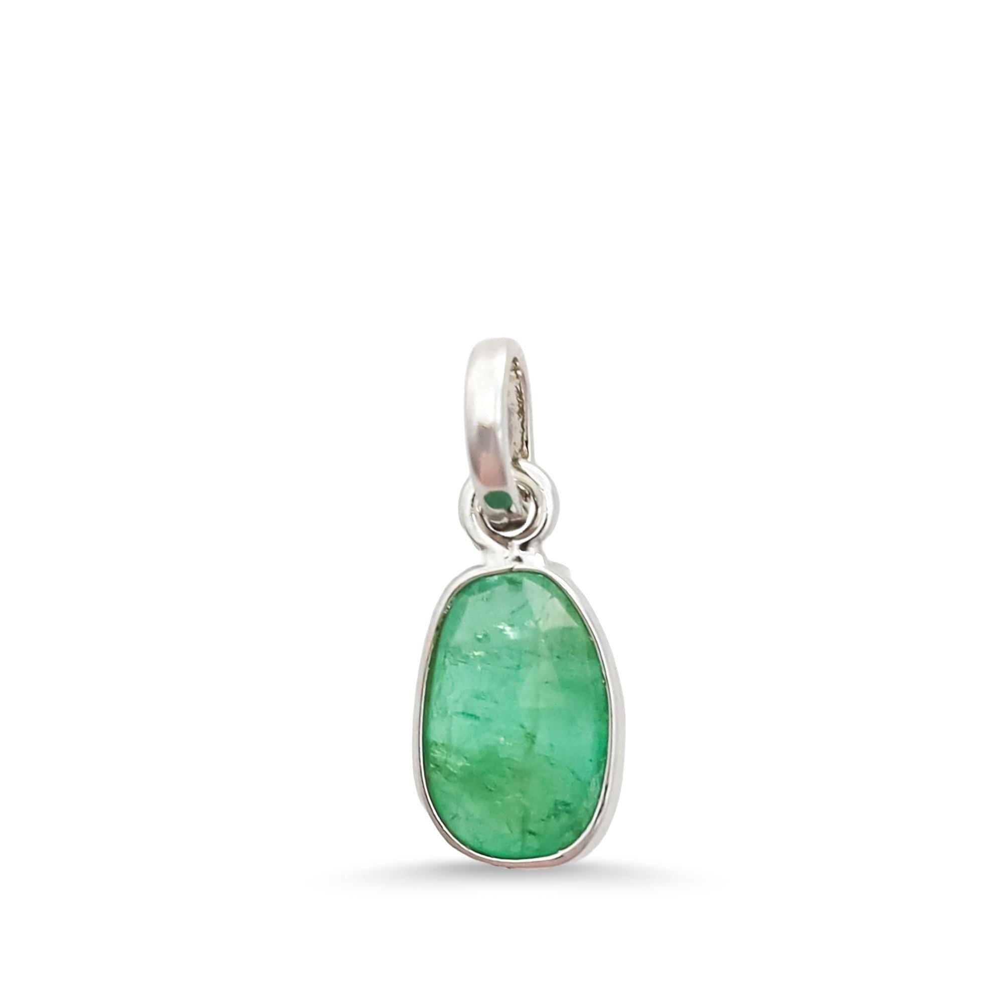 Natural Emerald Pendant: 925 Sterling Silver, Single Stone Necklace