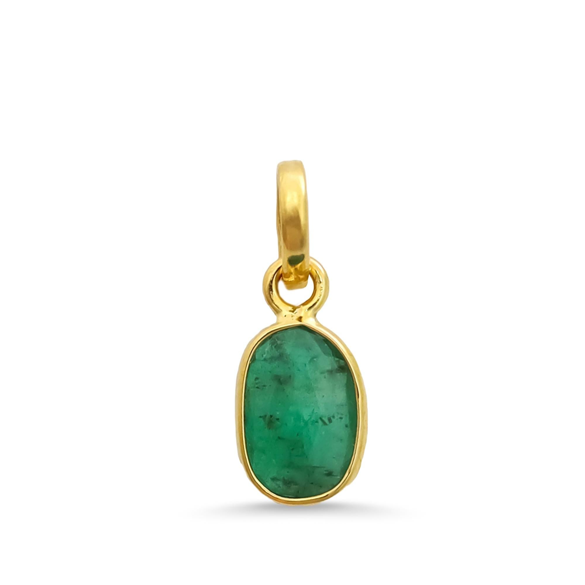 Natural Emerald Pendant: 925 Sterling Silver, Single Stone Necklace