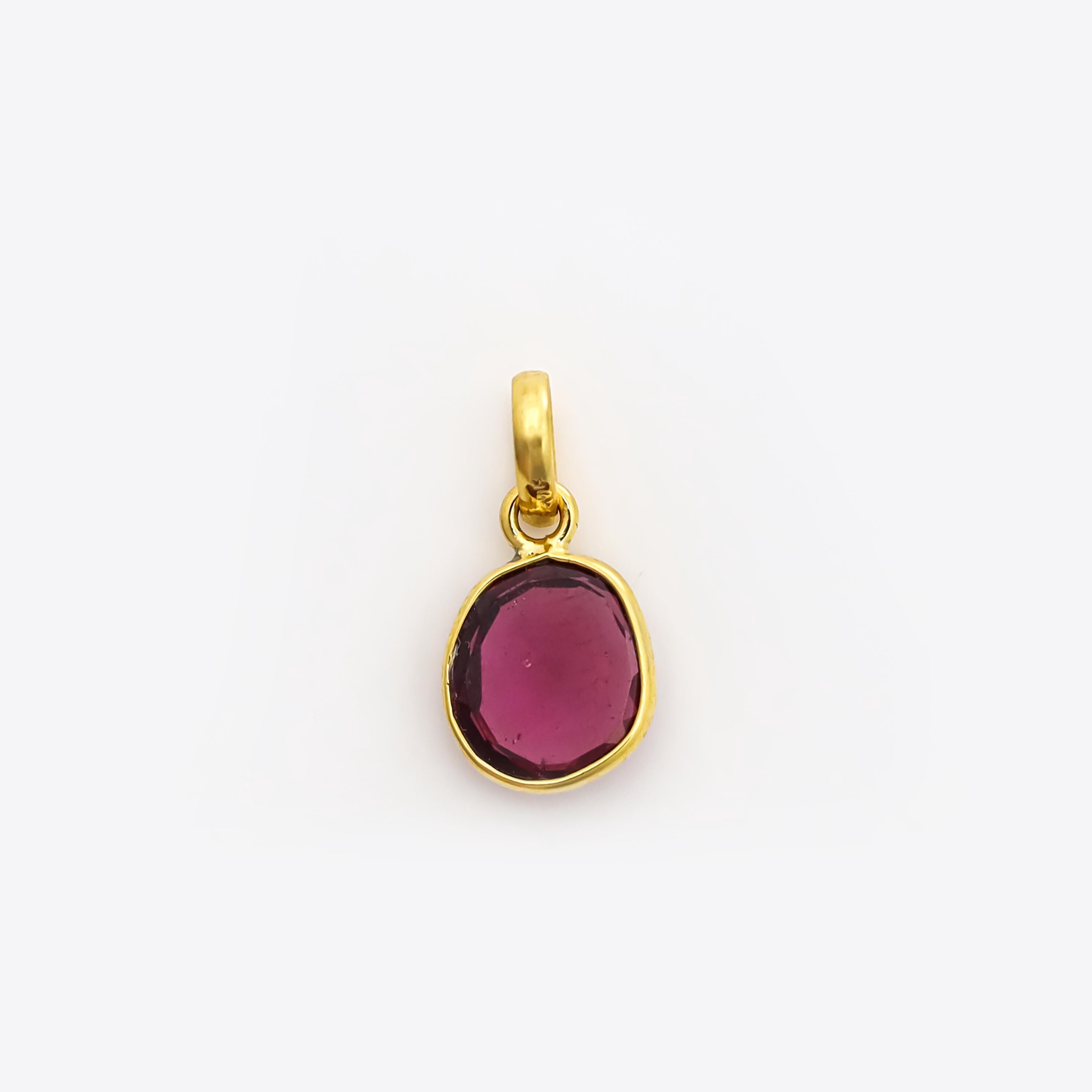 Natural Rhodolite Garnet Pendant: 925 Sterling Silver, Rose Cut Gemstone
