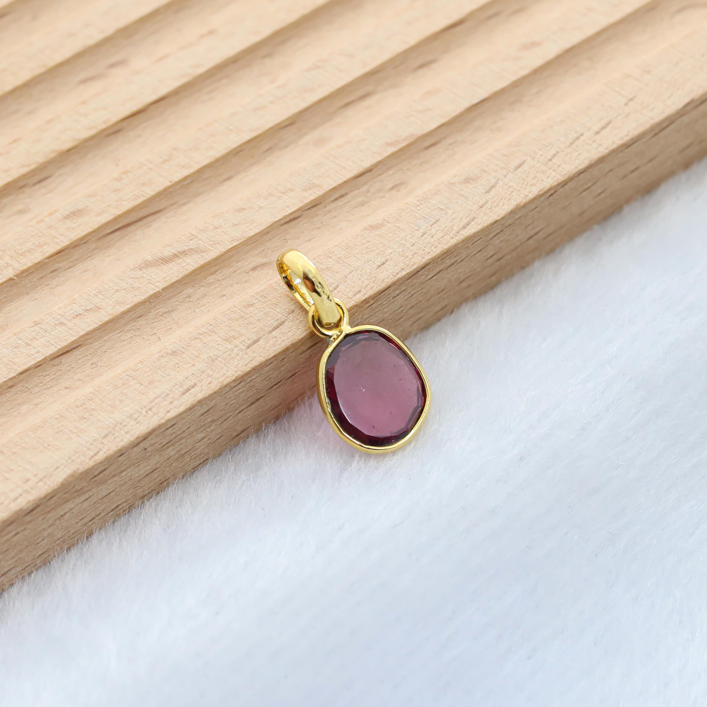 Natural Rhodolite Garnet Pendant: 925 Sterling Silver, Rose Cut Gemstone