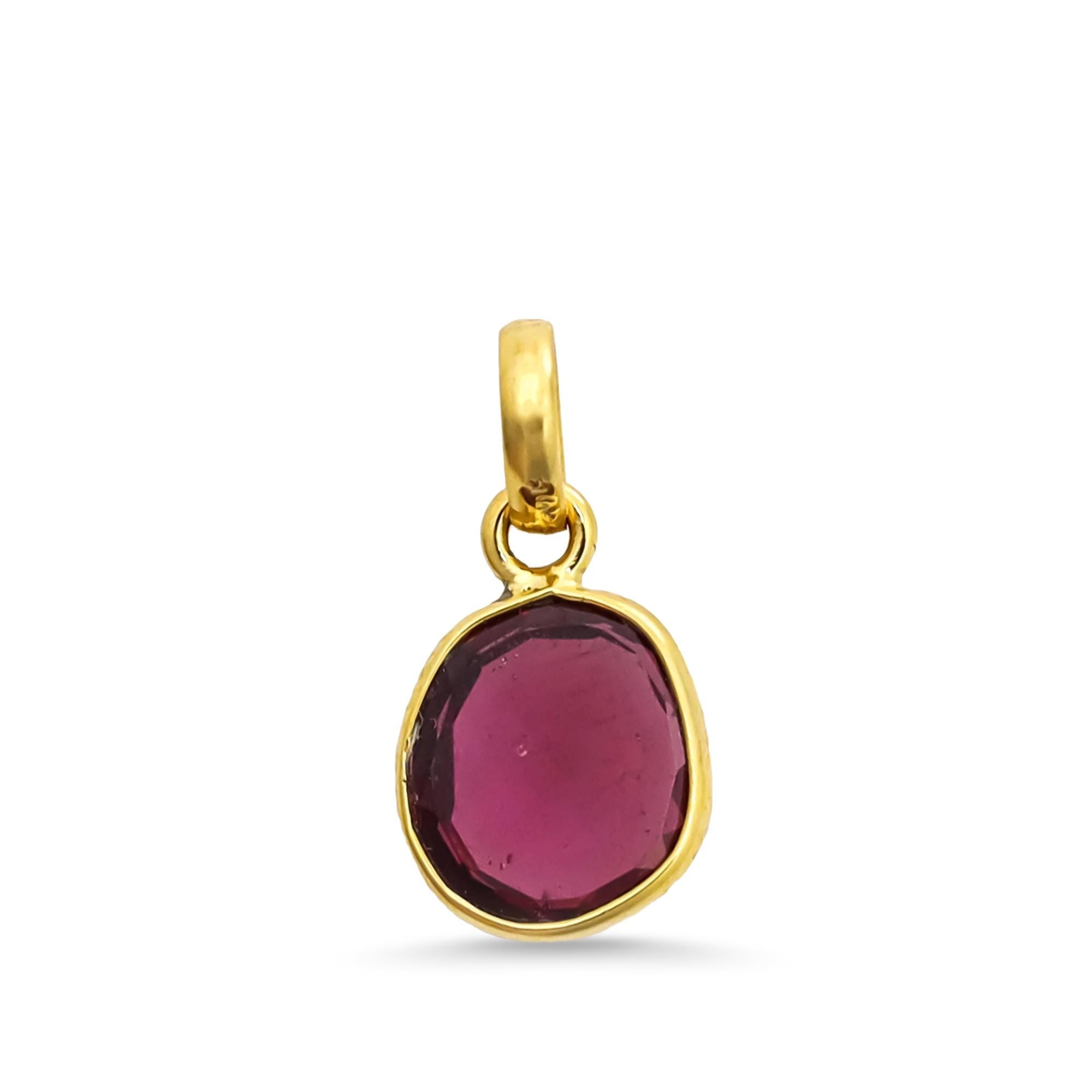 Natural Rhodolite Garnet Pendant: 925 Sterling Silver, Rose Cut Gemstone