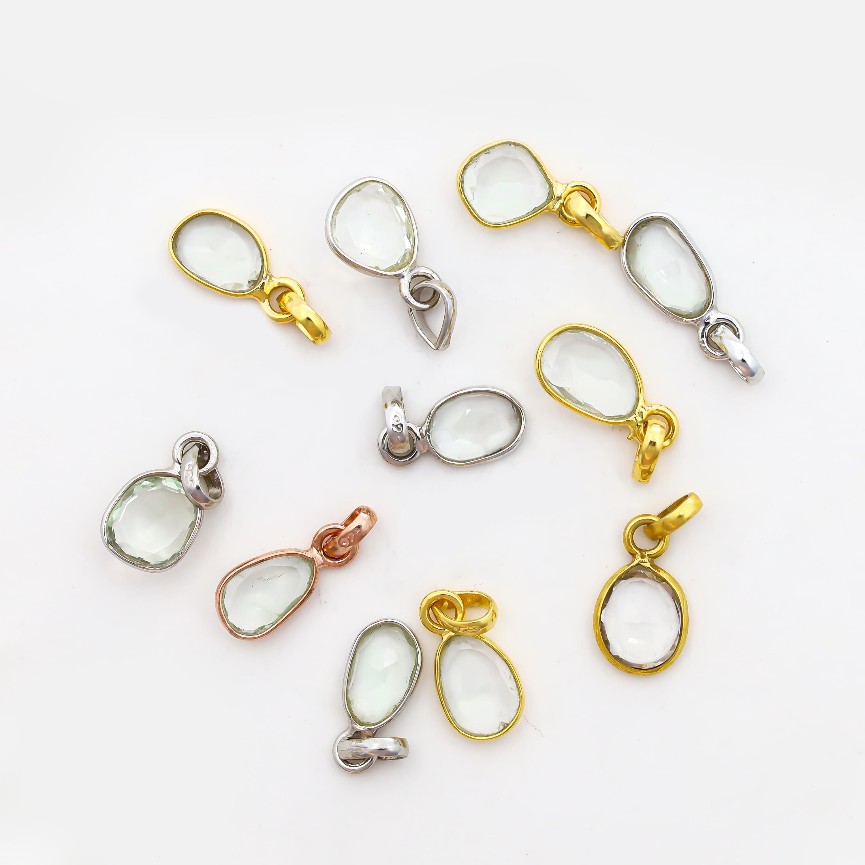 Green Amethyst Pendant: Handmade 925 Sterling Silver Solitaire Necklace