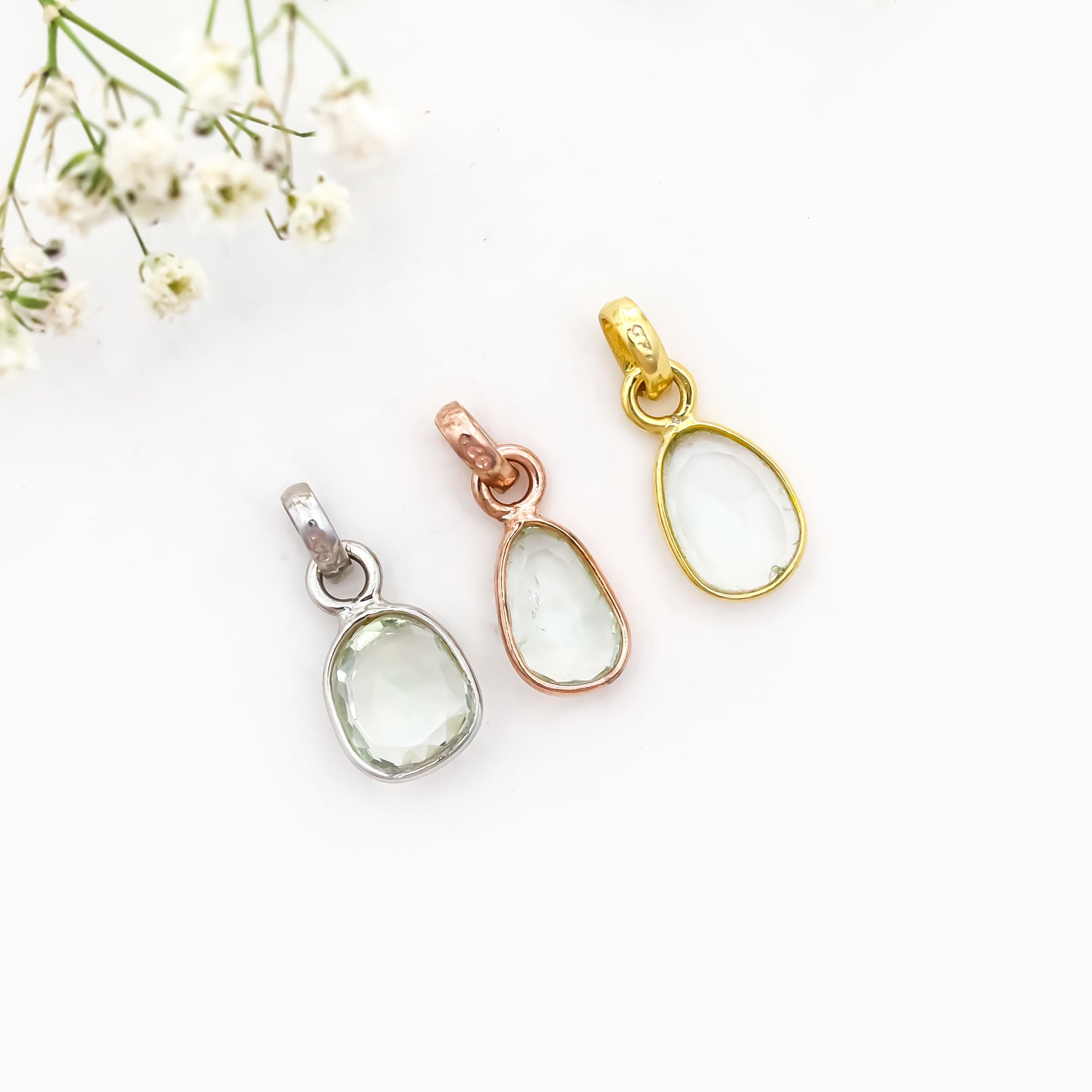 Green Amethyst Pendant: Handmade 925 Sterling Silver Solitaire Necklace