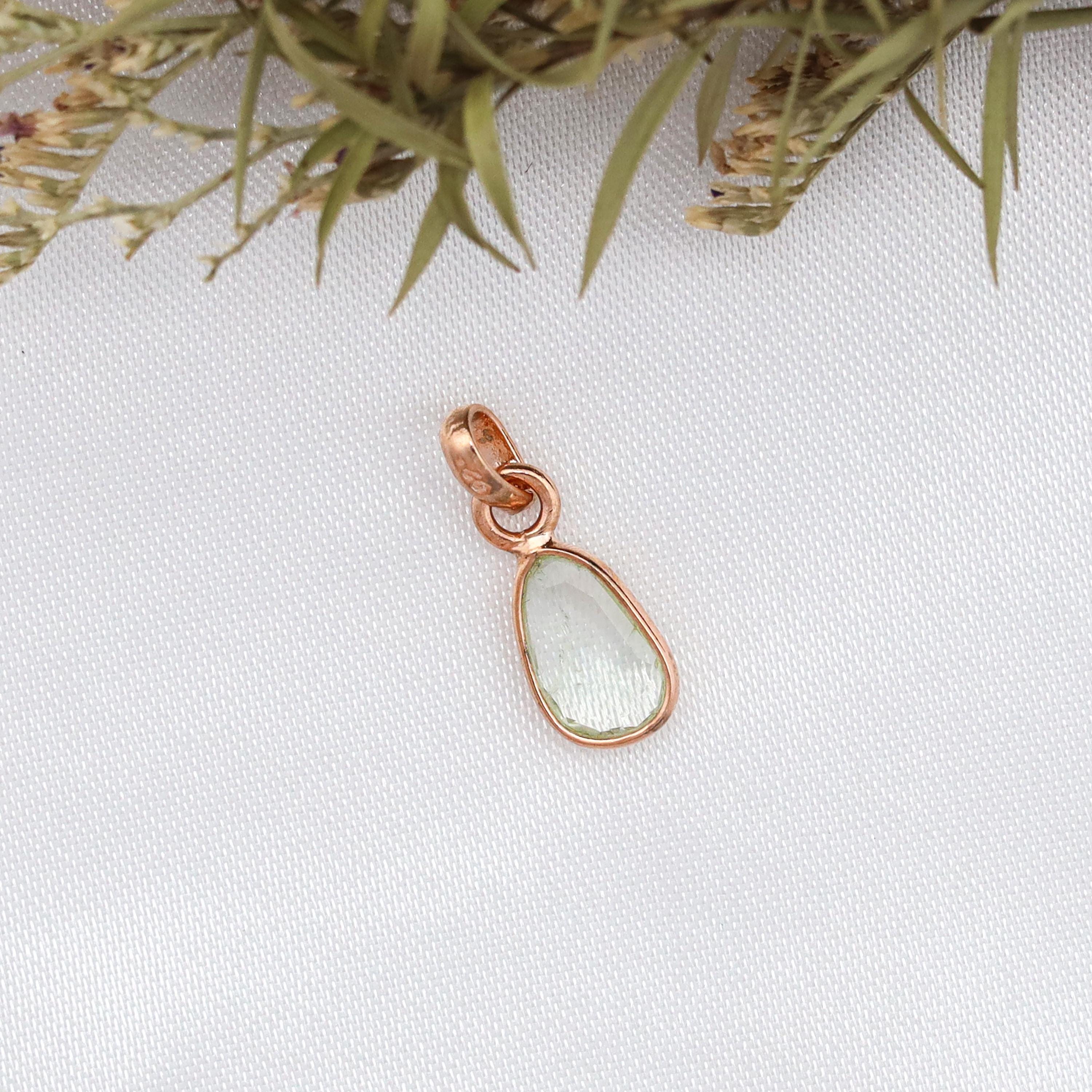 Green Amethyst Pendant: Handmade 925 Sterling Silver Solitaire Necklace