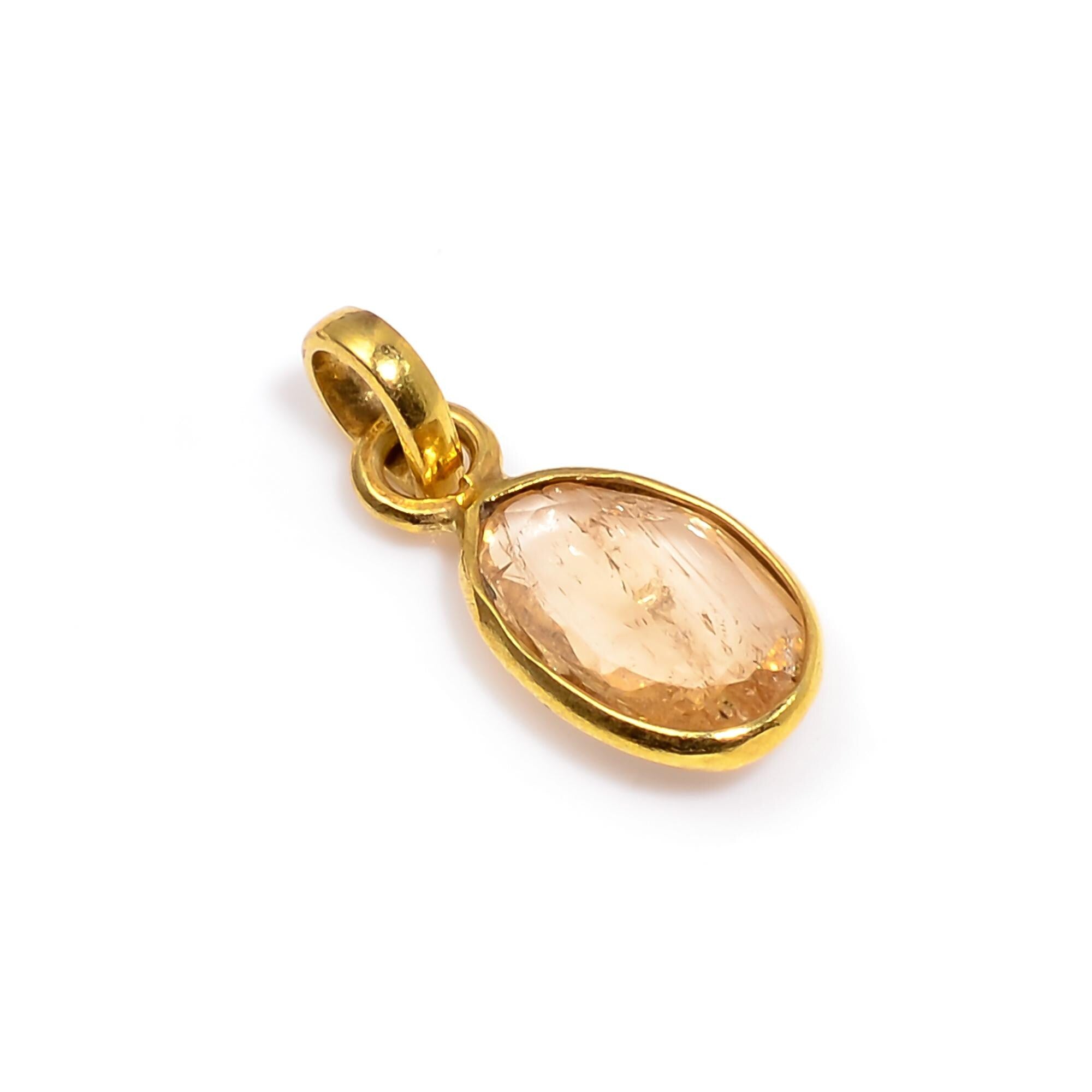 Natural Imperial Topaz Pendant: 925 Sterling Silver, Rose Cut Gemstone