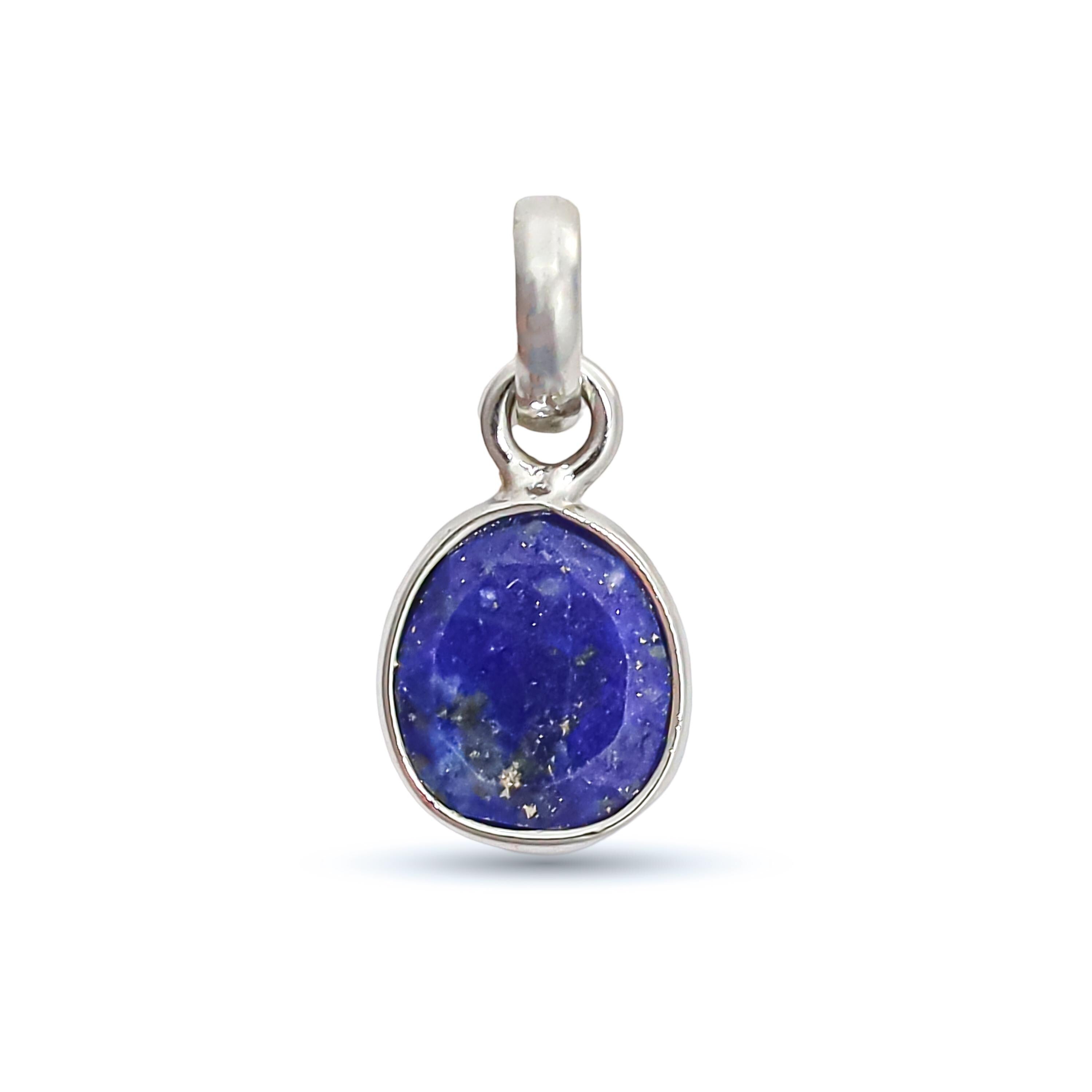 Rose Cut Lapis Lazuli Pendant: 925 Silver, Yellow Gold Plated