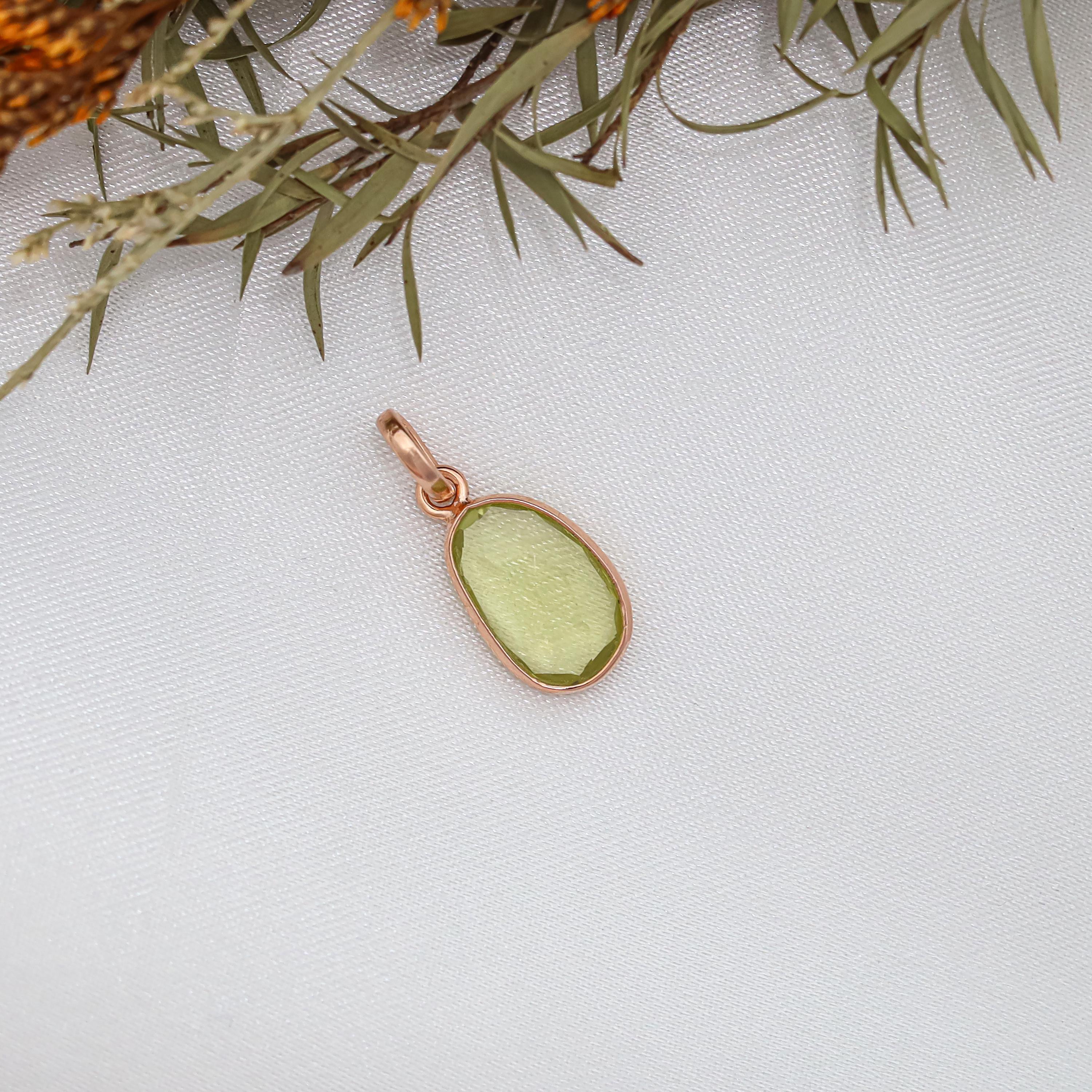 Lemon Quartz Pendant: Rose Cut 925 Sterling Silver Vintage Necklace Jewelry