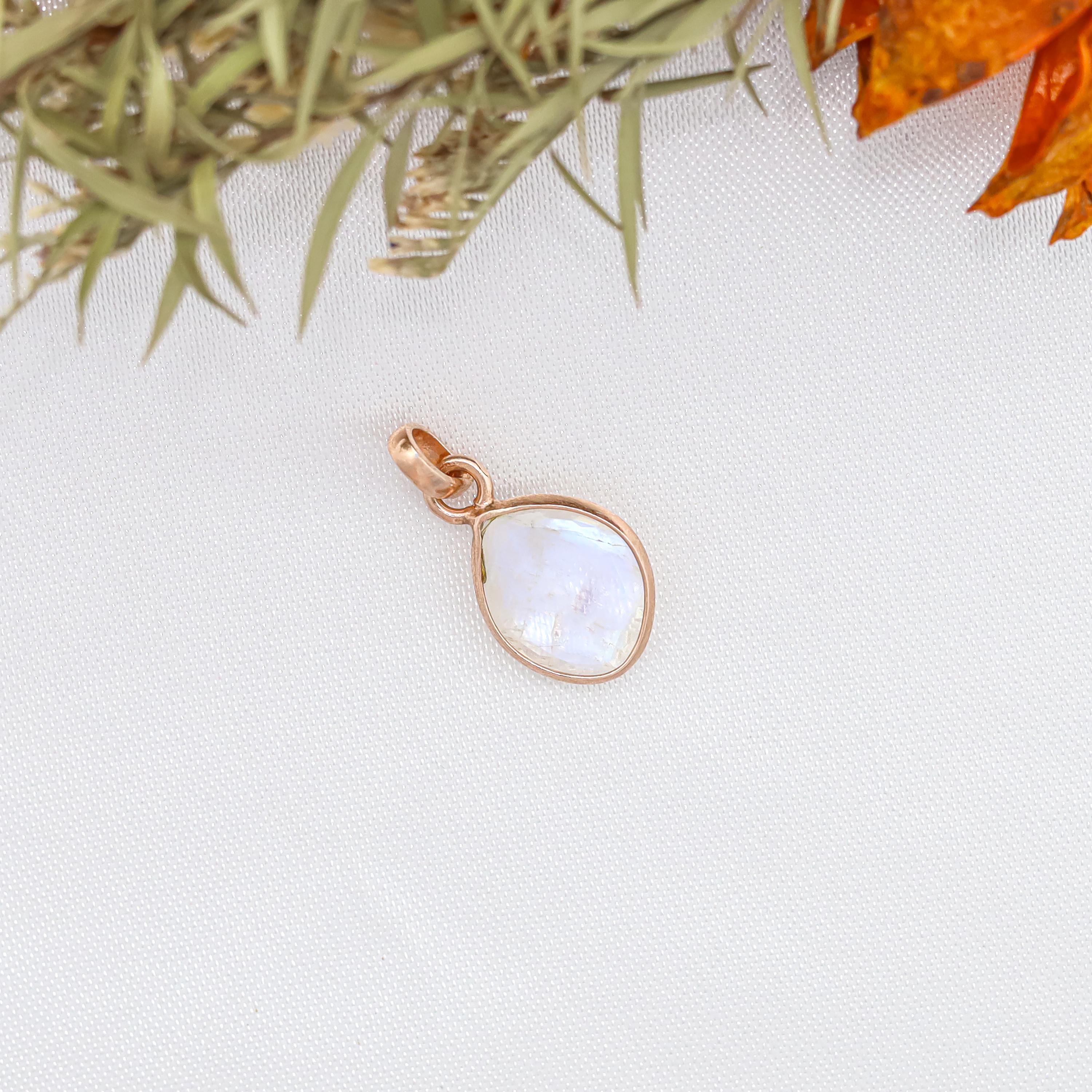 Rainbow Moonstone Pendant: 925 Sterling Silver Gemstone Necklace