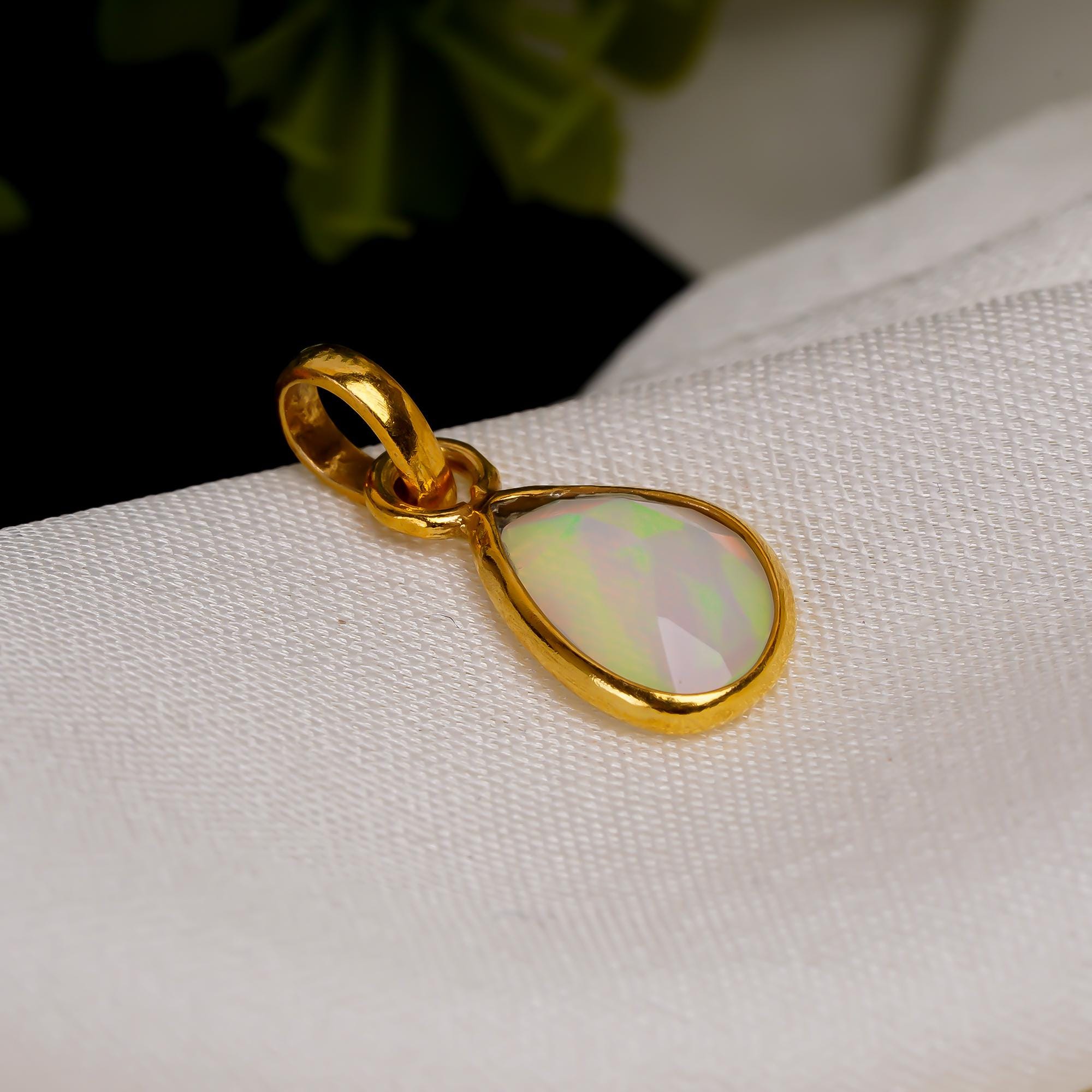Natural Ethiopian Opal Pendant: 925 Sterling Silver, Rose Cut Gemstone