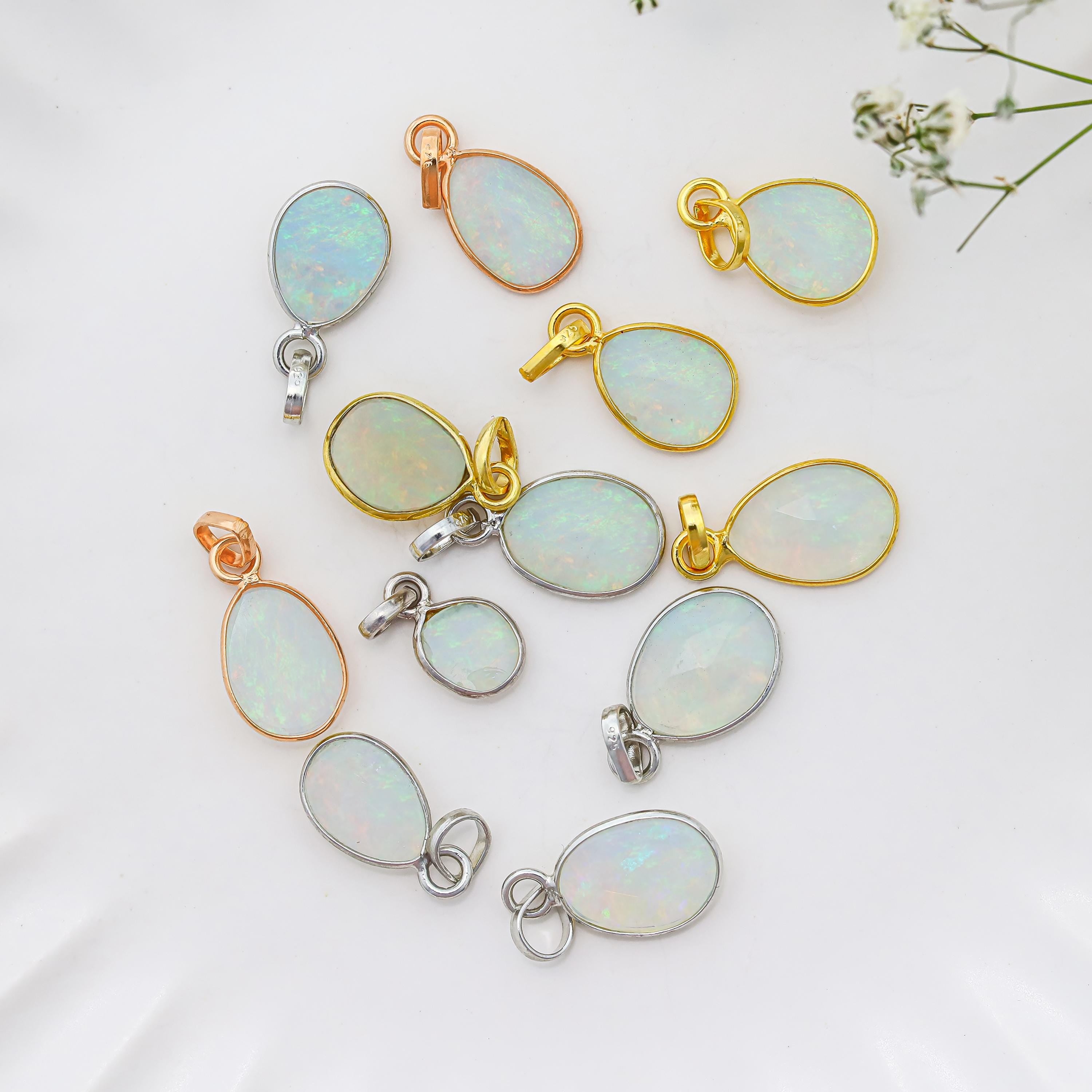 Natural Ethiopian Opal Pendant: 925 Sterling Silver, Rose Cut Gemstone