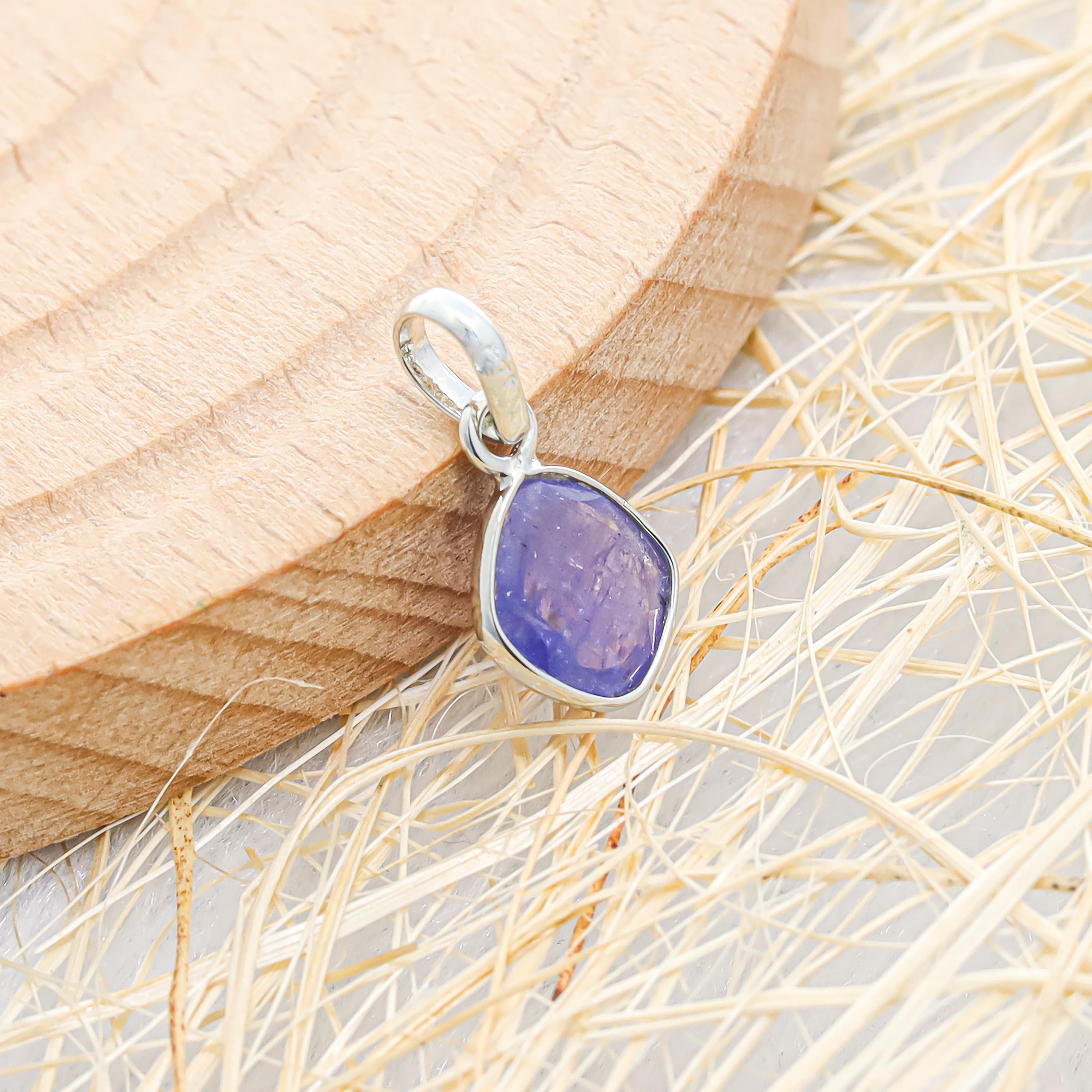 Rose Cut Tanzanite Silver Pendant Necklace: December Birthstone