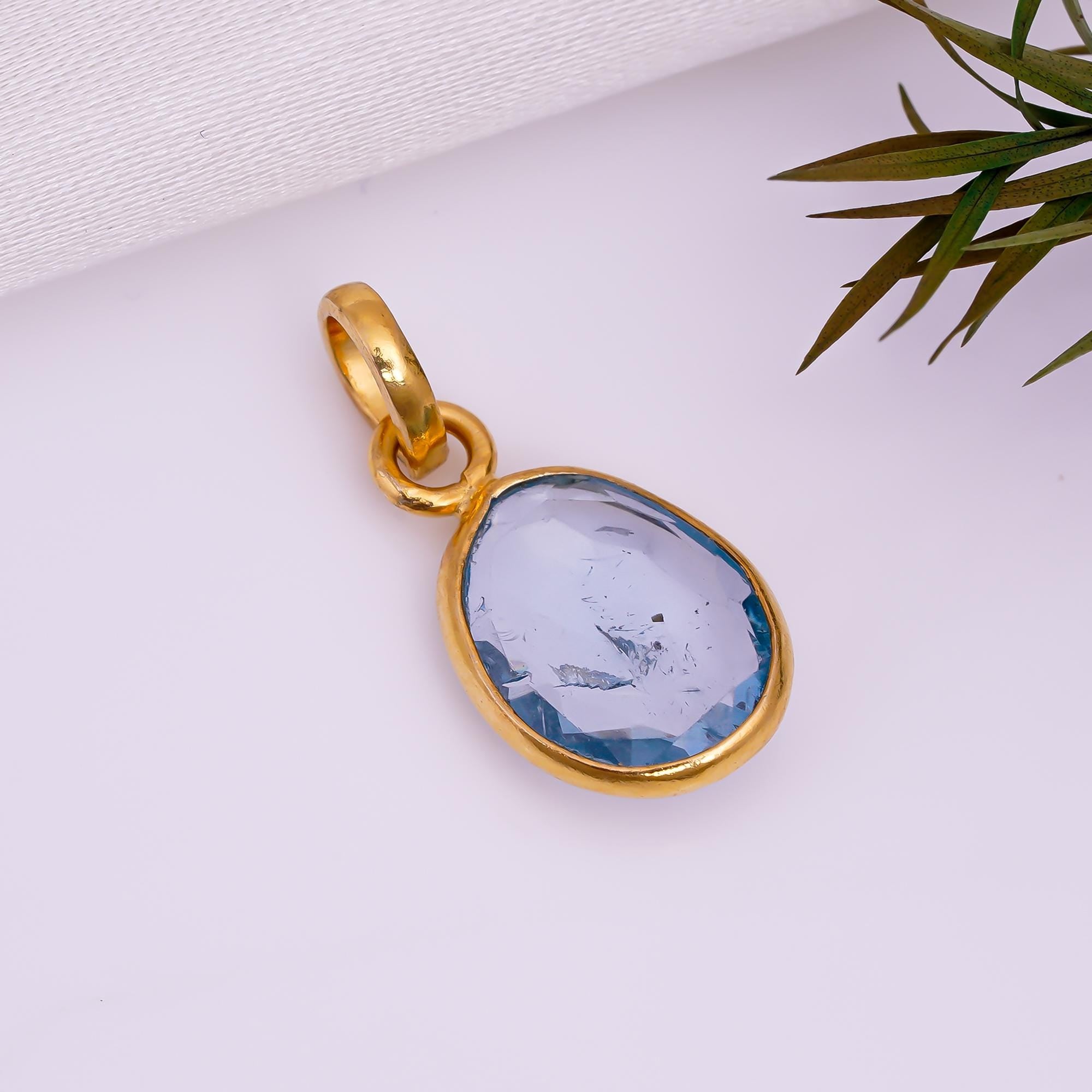 Sky Blue Topaz Sterling Silver Pendant: Dainty December Birthstone Necklace