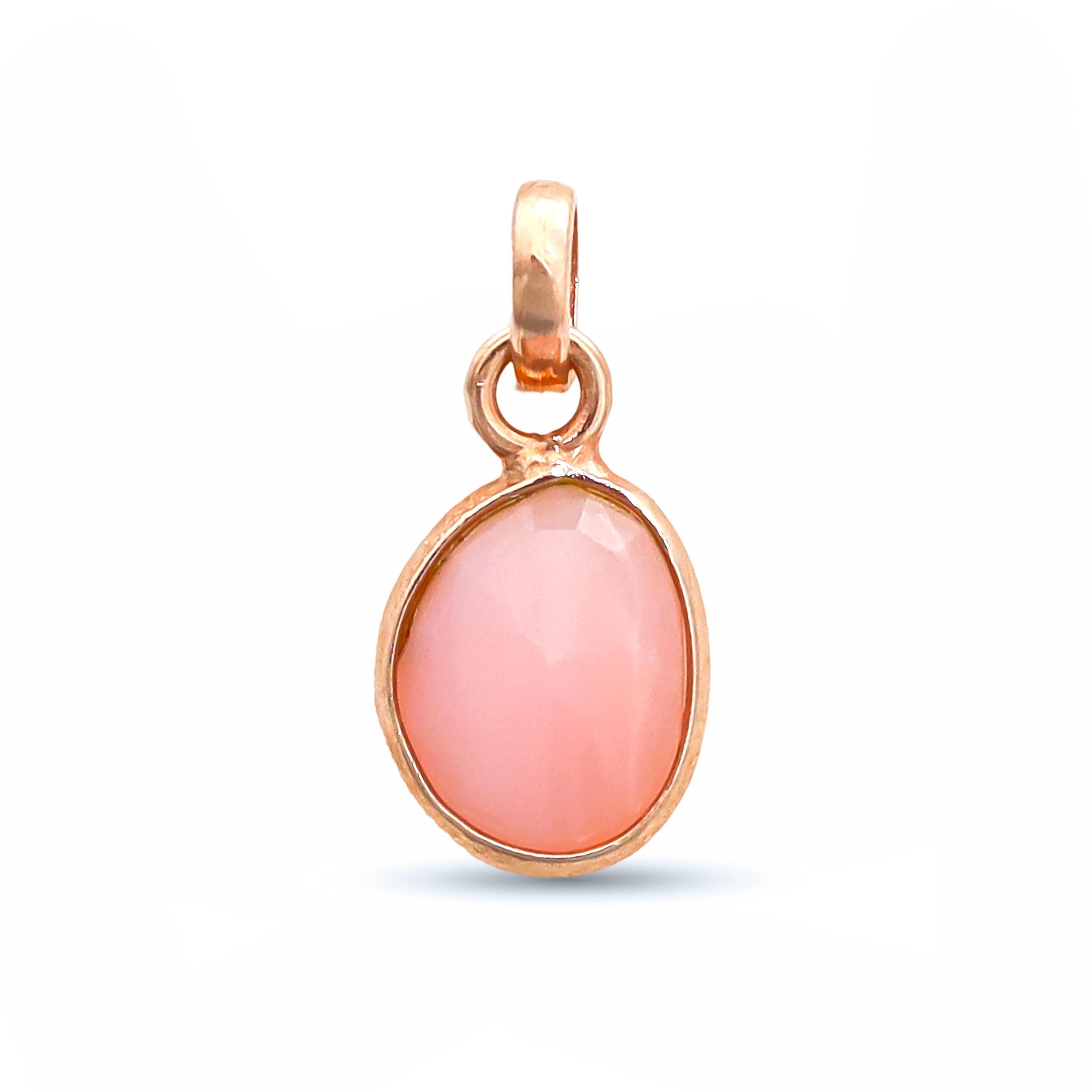Pink Opal Pendant: Sterling Silver Bezel, Natural Gemstone Jewelry