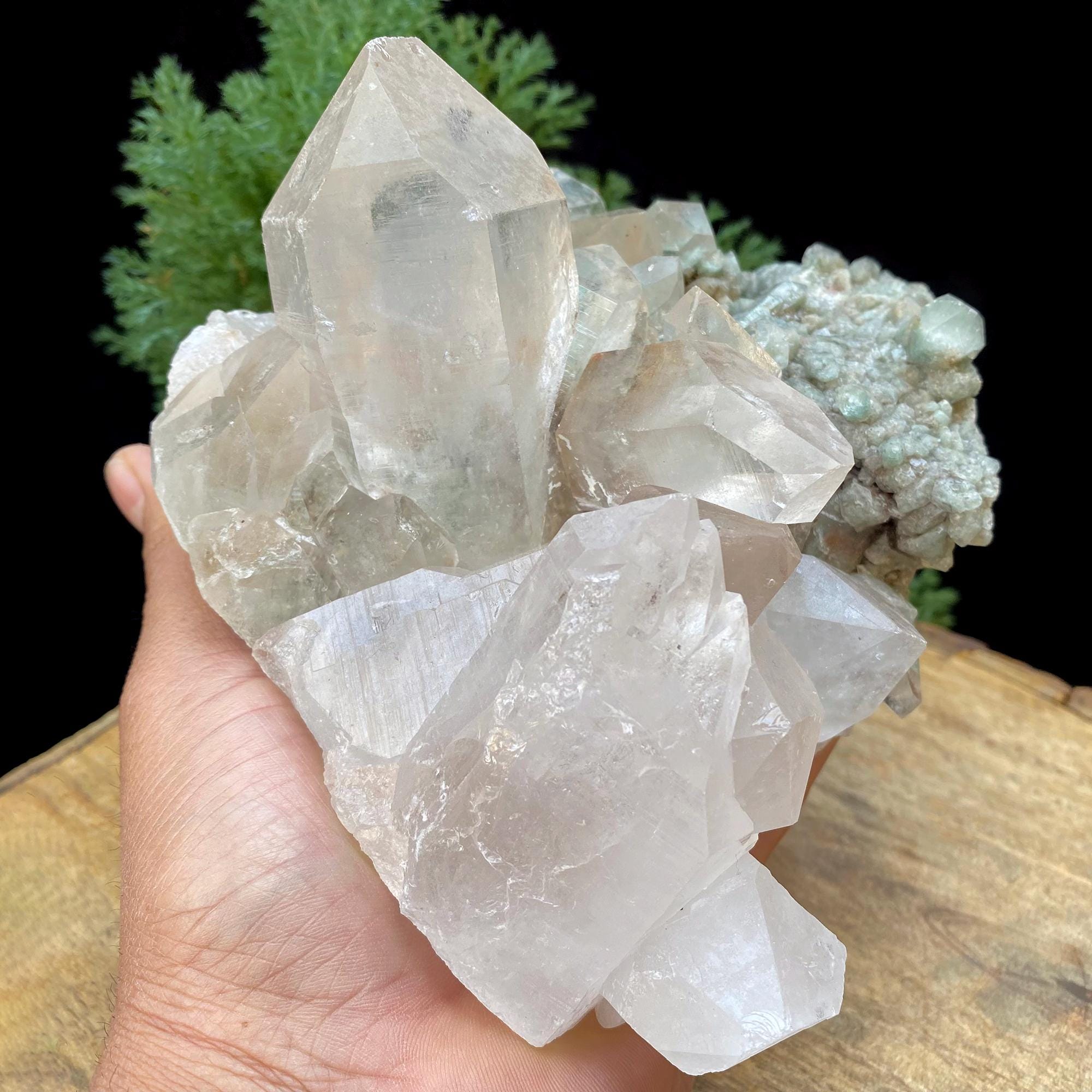1.580kg Natural Green Phantom Included Himalayan Quartz Cluster  Pointed Crystal Mineral Specimen, Rough Healing Stone GPQ-637