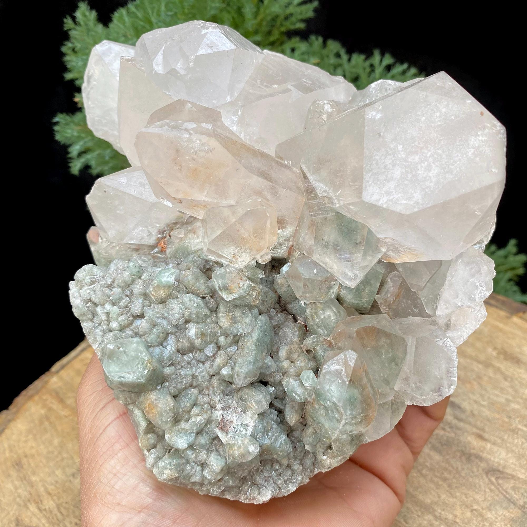 1.580kg Natural Green Phantom Included Himalayan Quartz Cluster  Pointed Crystal Mineral Specimen, Rough Healing Stone GPQ-637