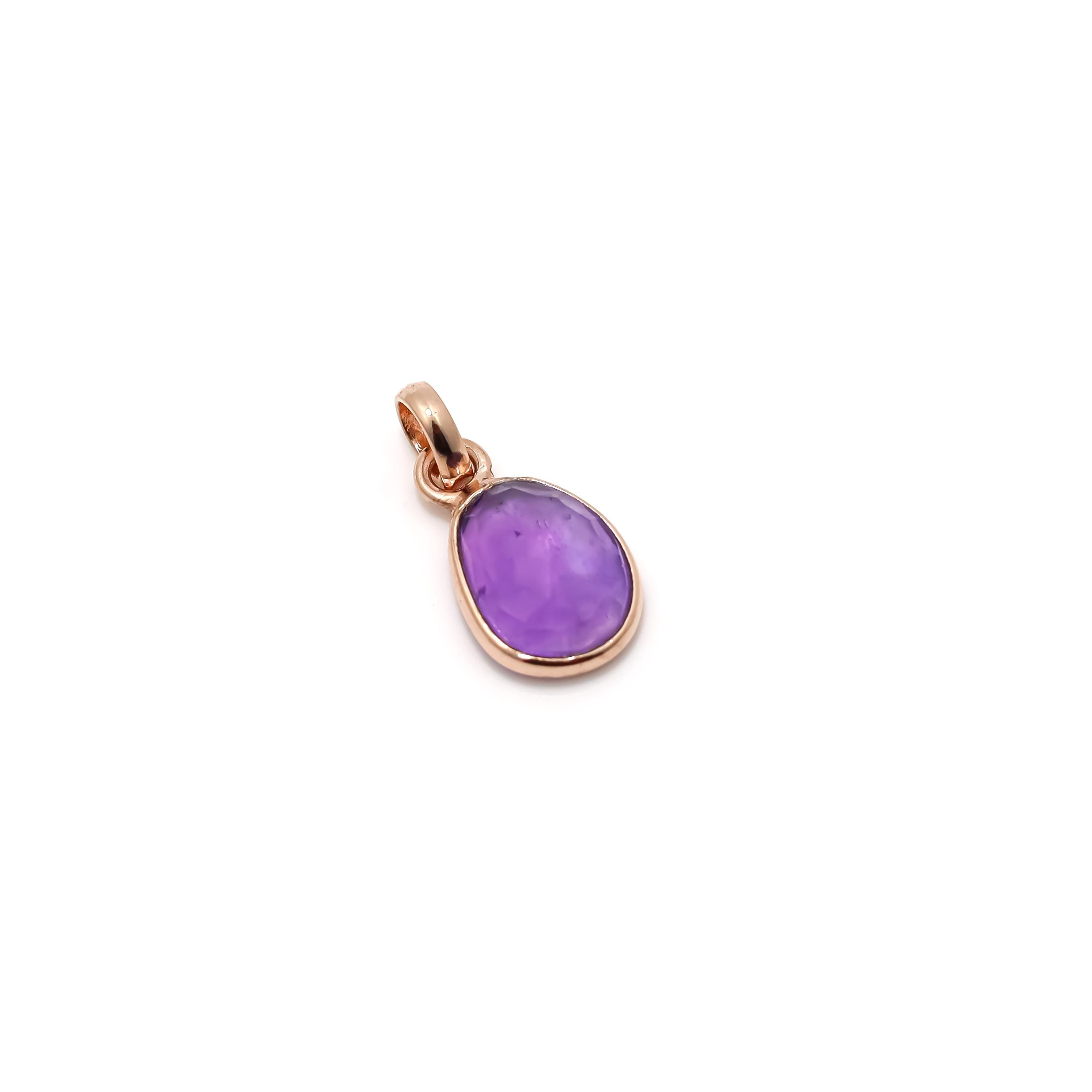 Rose Cut Amethyst Pendant: 925 Sterling Silver, Handmade Gemstone Necklace