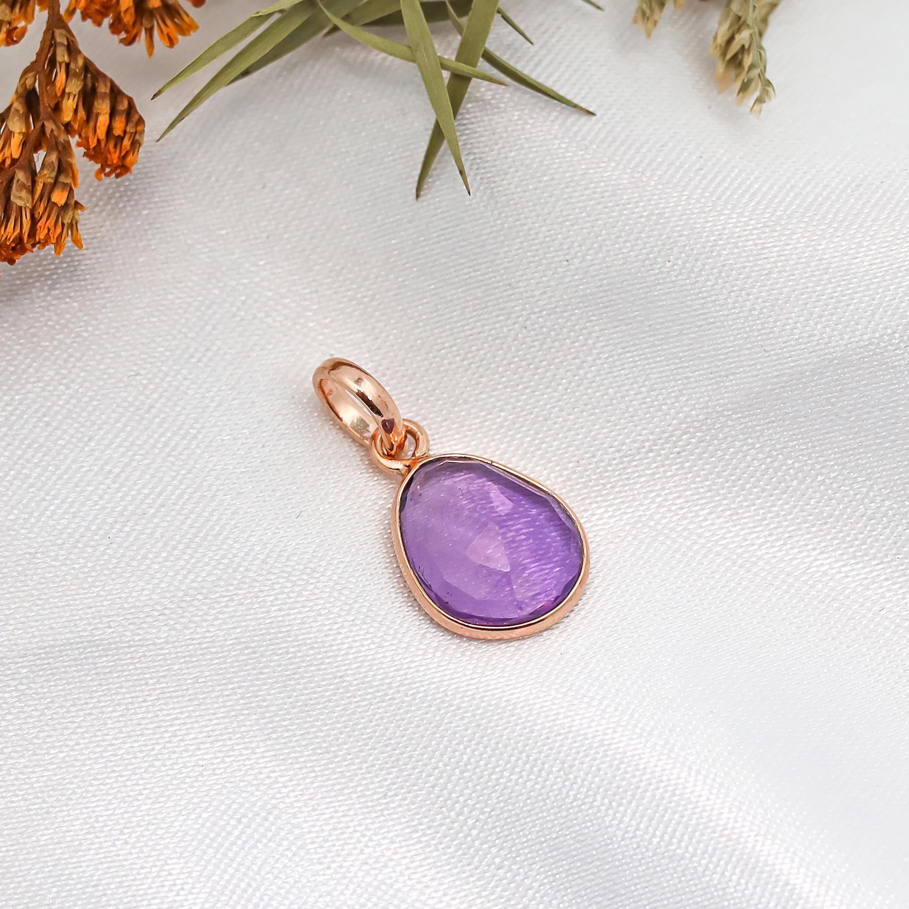 Rose Cut Amethyst Pendant: 925 Sterling Silver, Handmade Gemstone Necklace