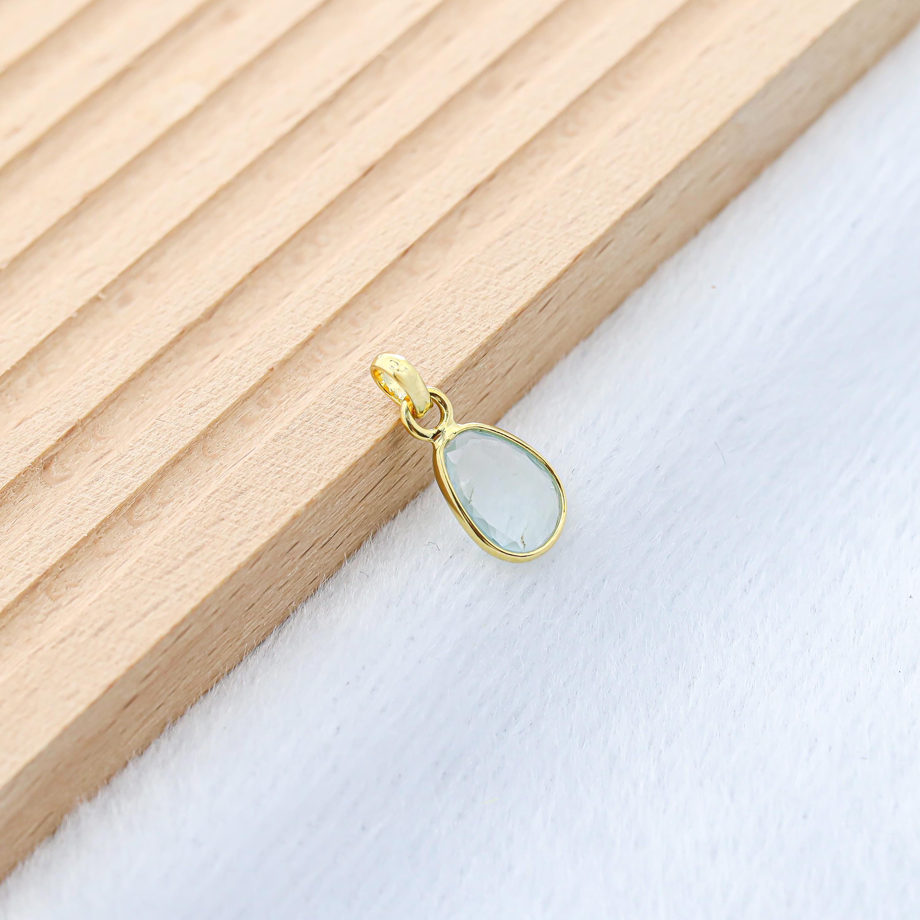 Handmade Aquamarine Rose Cut Pendant: 925 Sterling Silver Necklace