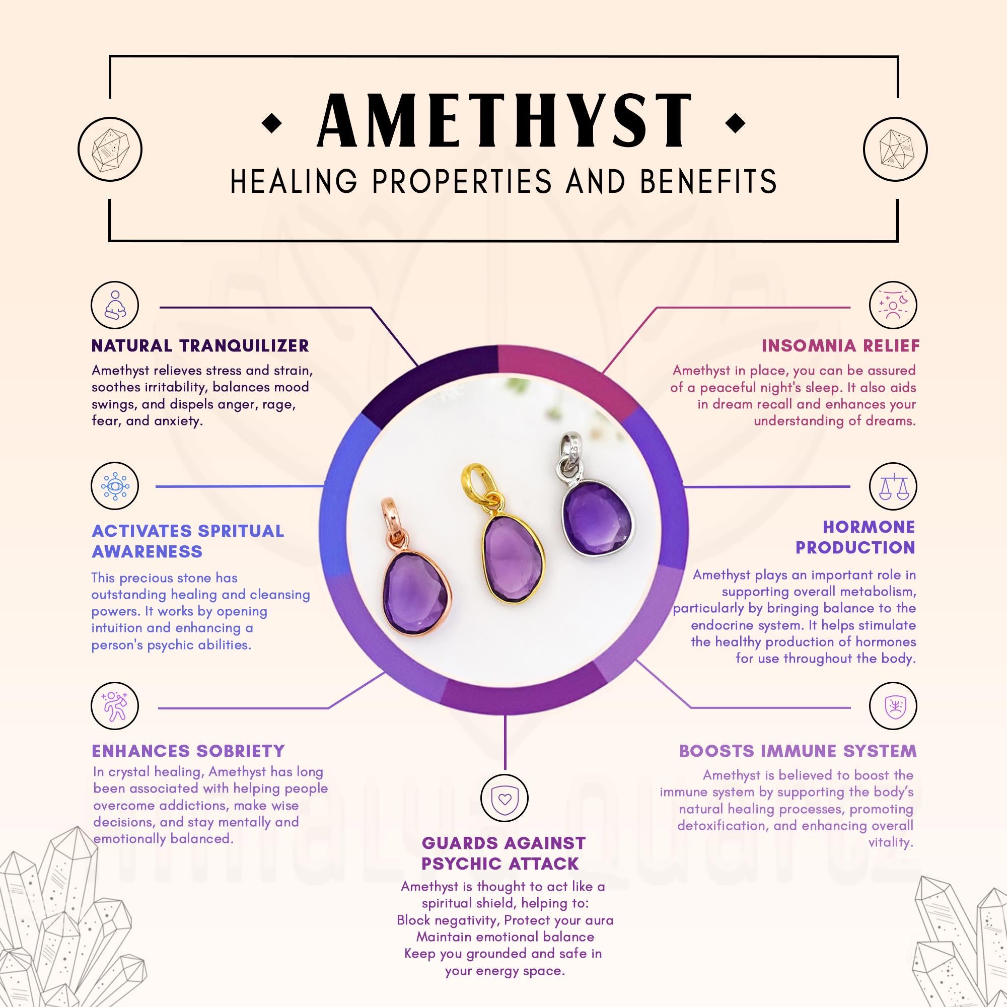 Rose Cut Amethyst Pendant: 925 Sterling Silver, Handmade Gemstone Necklace