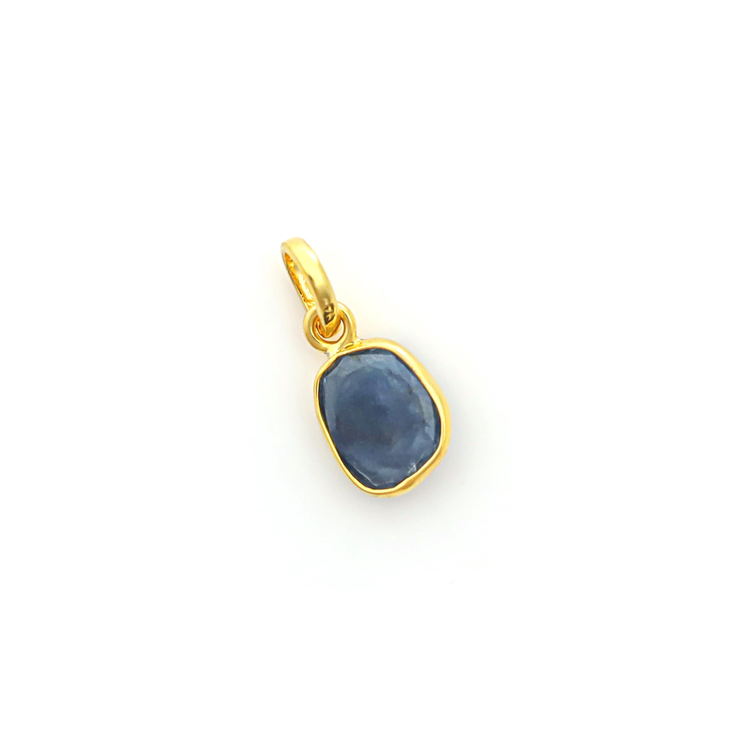Minimalist Blue Sapphire Pendant: Sterling Silver Gemstone Jewelry