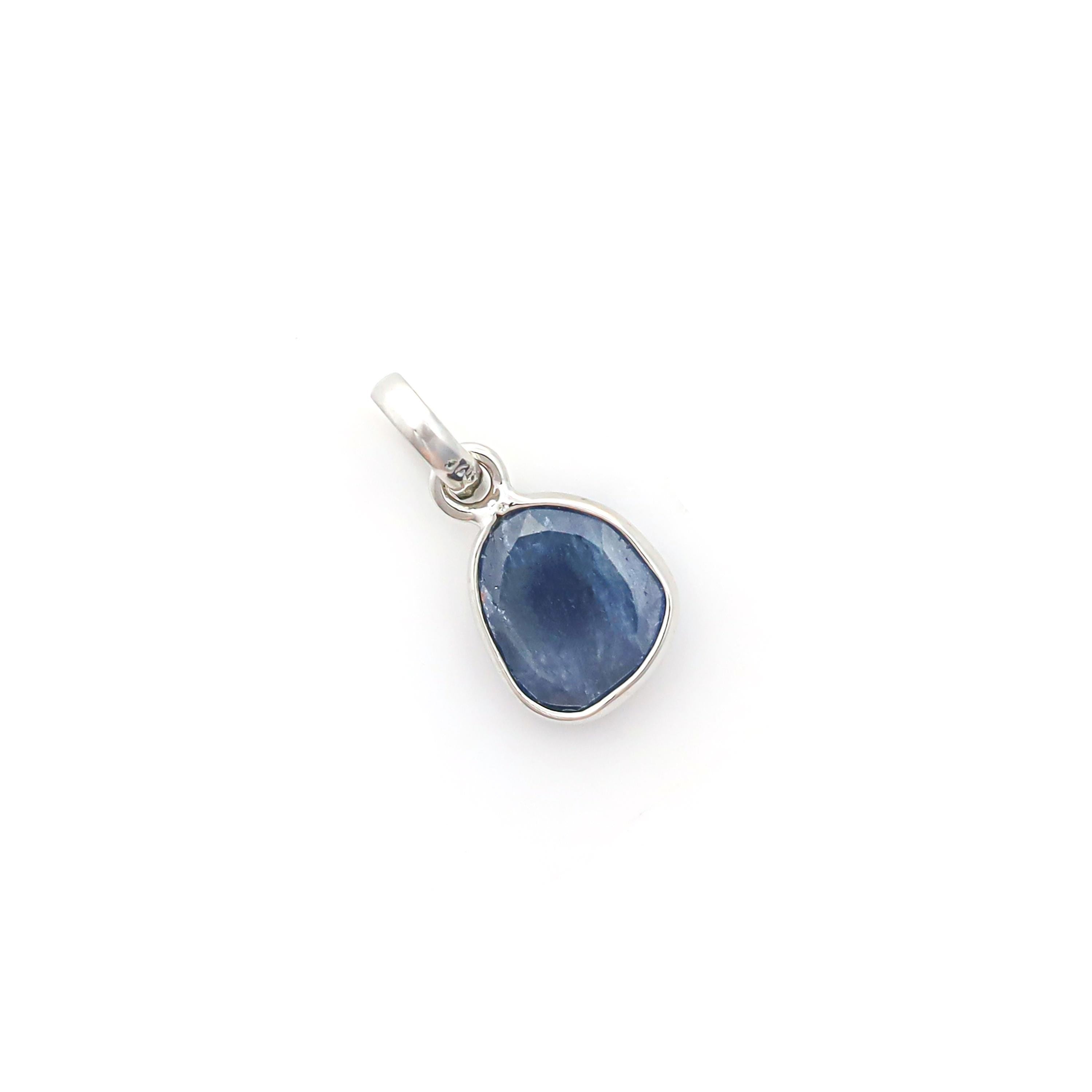 Minimalist Blue Sapphire Pendant: Sterling Silver Gemstone Jewelry