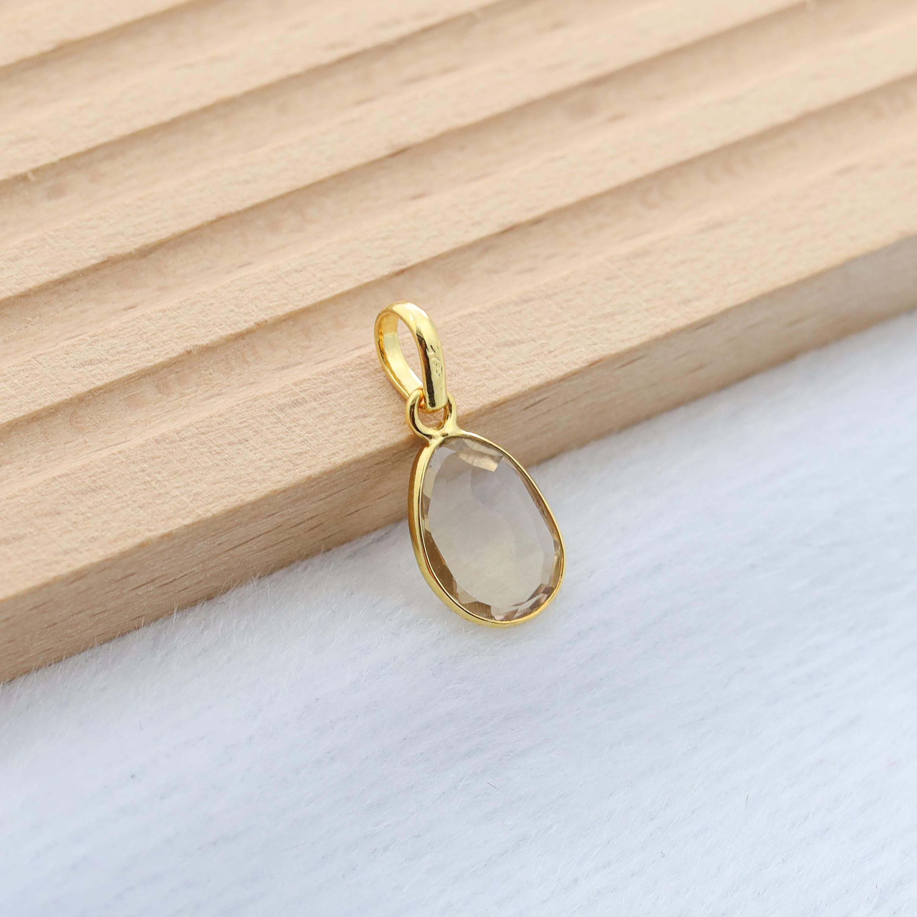 Natural Champagne Quartz Pendant: 925 Sterling Silver Jewelry