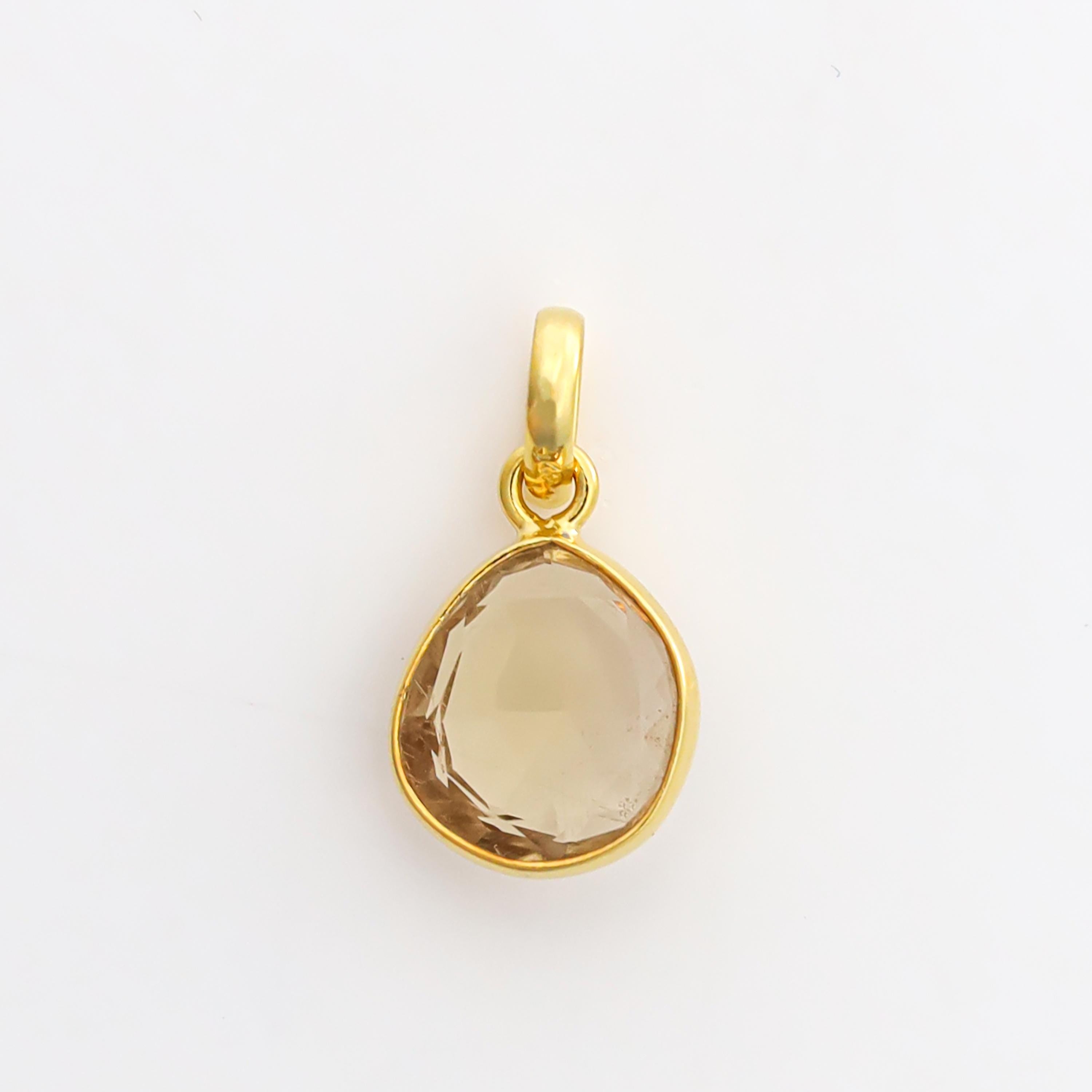 Natural Champagne Quartz Pendant: 925 Sterling Silver Jewelry