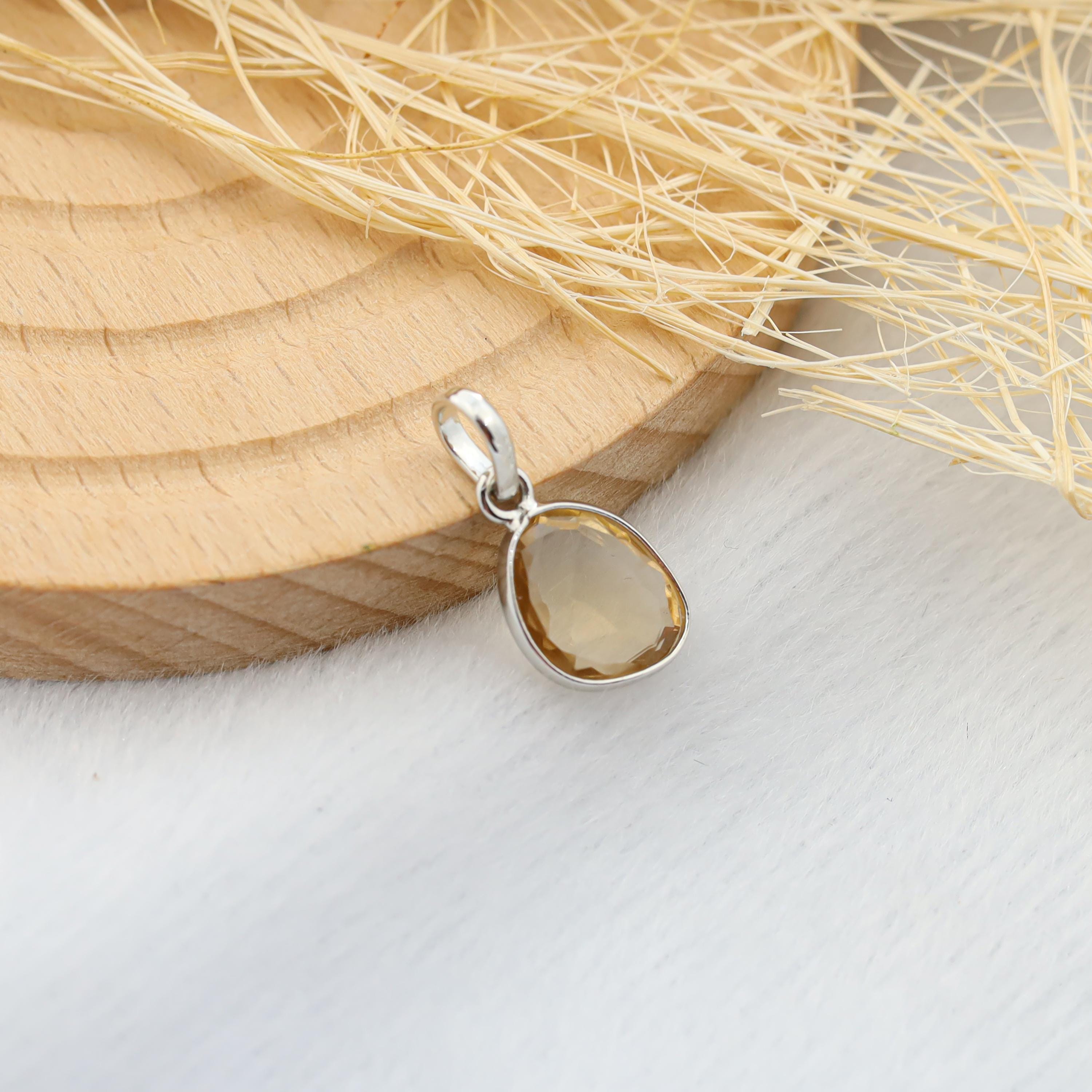 Natural Champagne Quartz Pendant: 925 Sterling Silver Jewelry