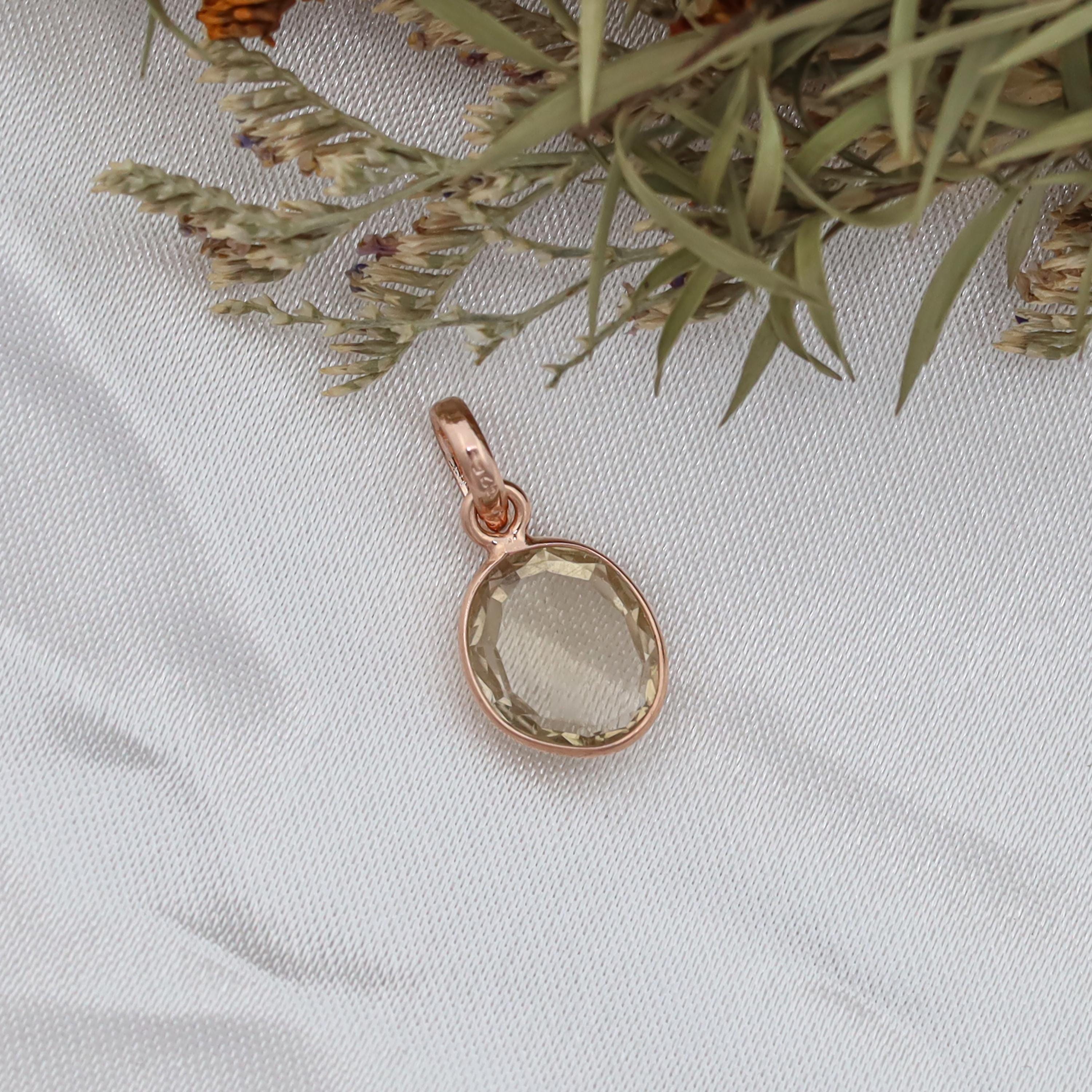 Natural Champagne Quartz Pendant: 925 Sterling Silver Jewelry