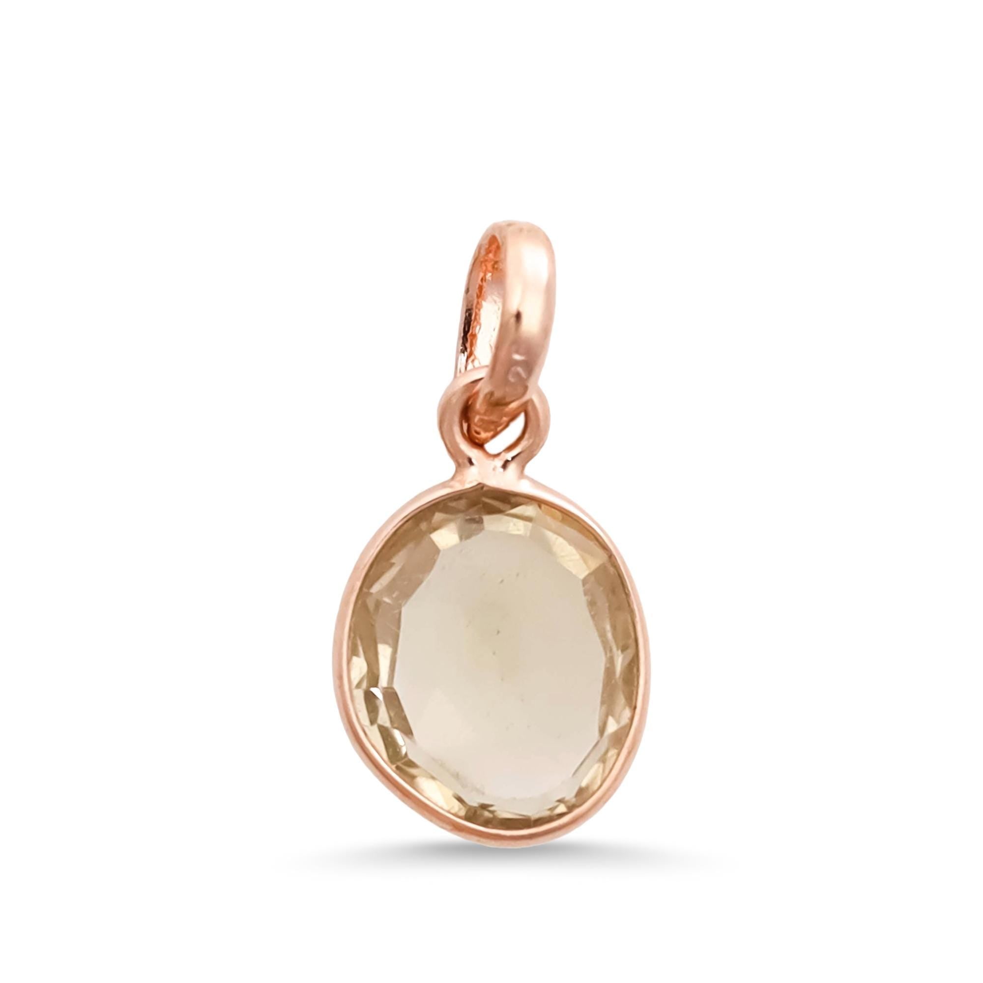 Natural Champagne Quartz Pendant: 925 Sterling Silver Jewelry