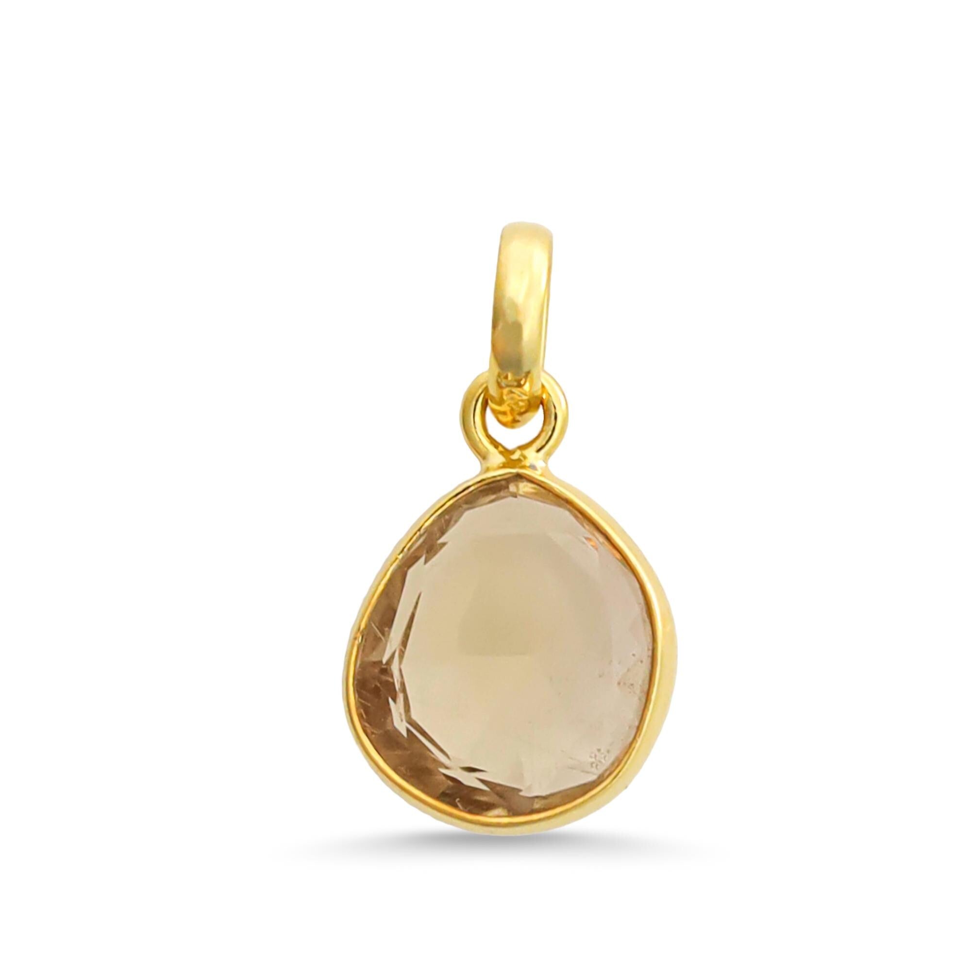 Natural Champagne Quartz Pendant: 925 Sterling Silver Jewelry