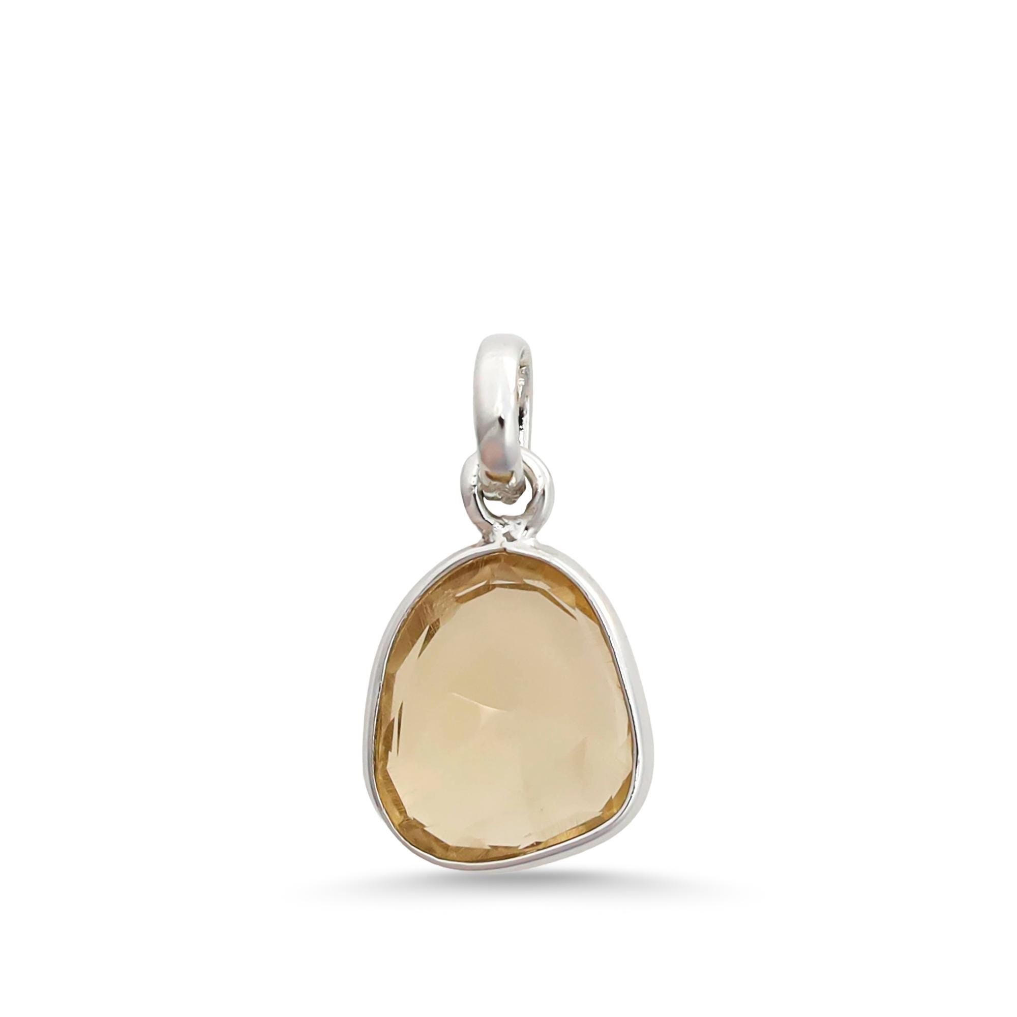 Natural Champagne Quartz Pendant: 925 Sterling Silver Jewelry