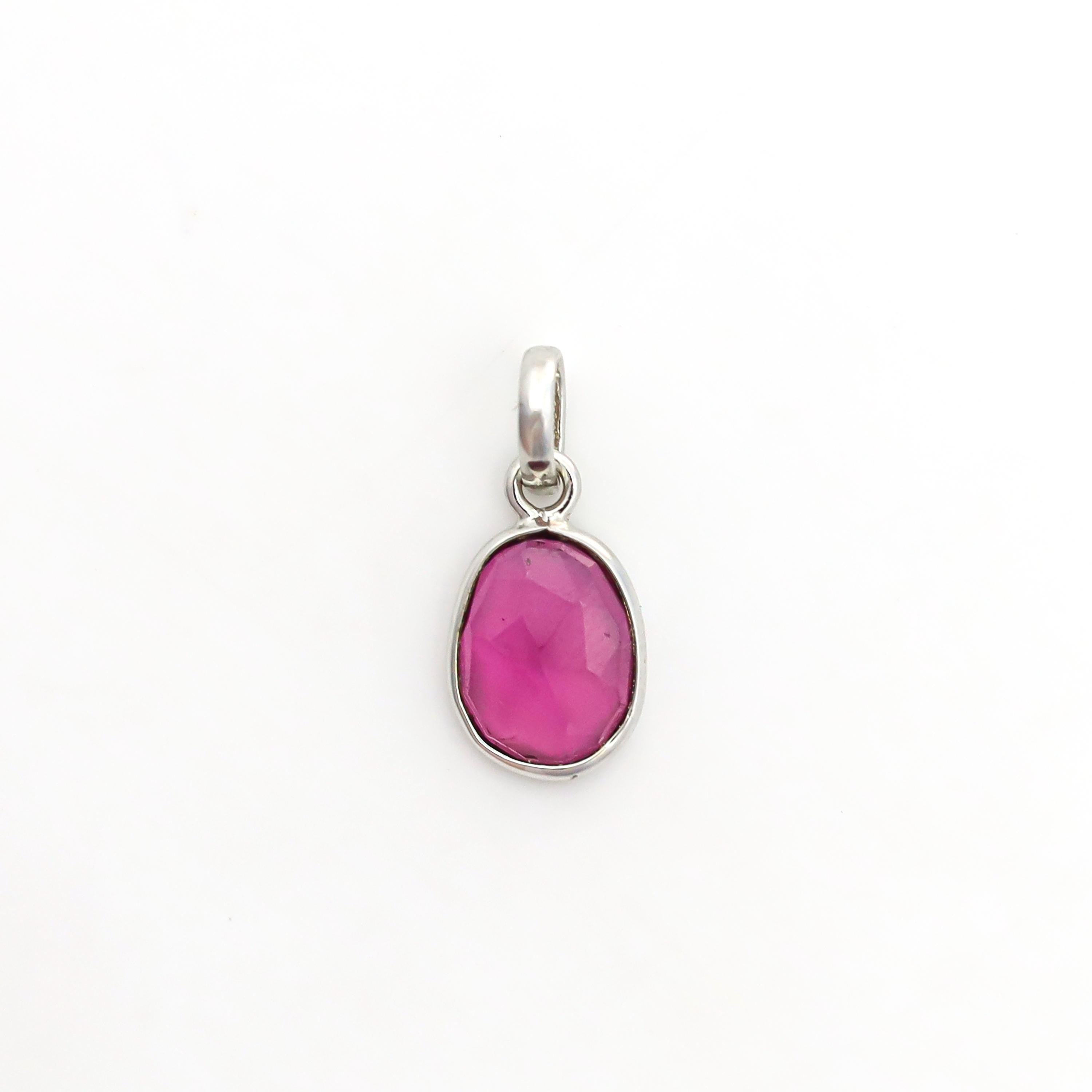 Natural Rhodolite Garnet Pendant: 925 Sterling Silver, Rose Cut Gemstone