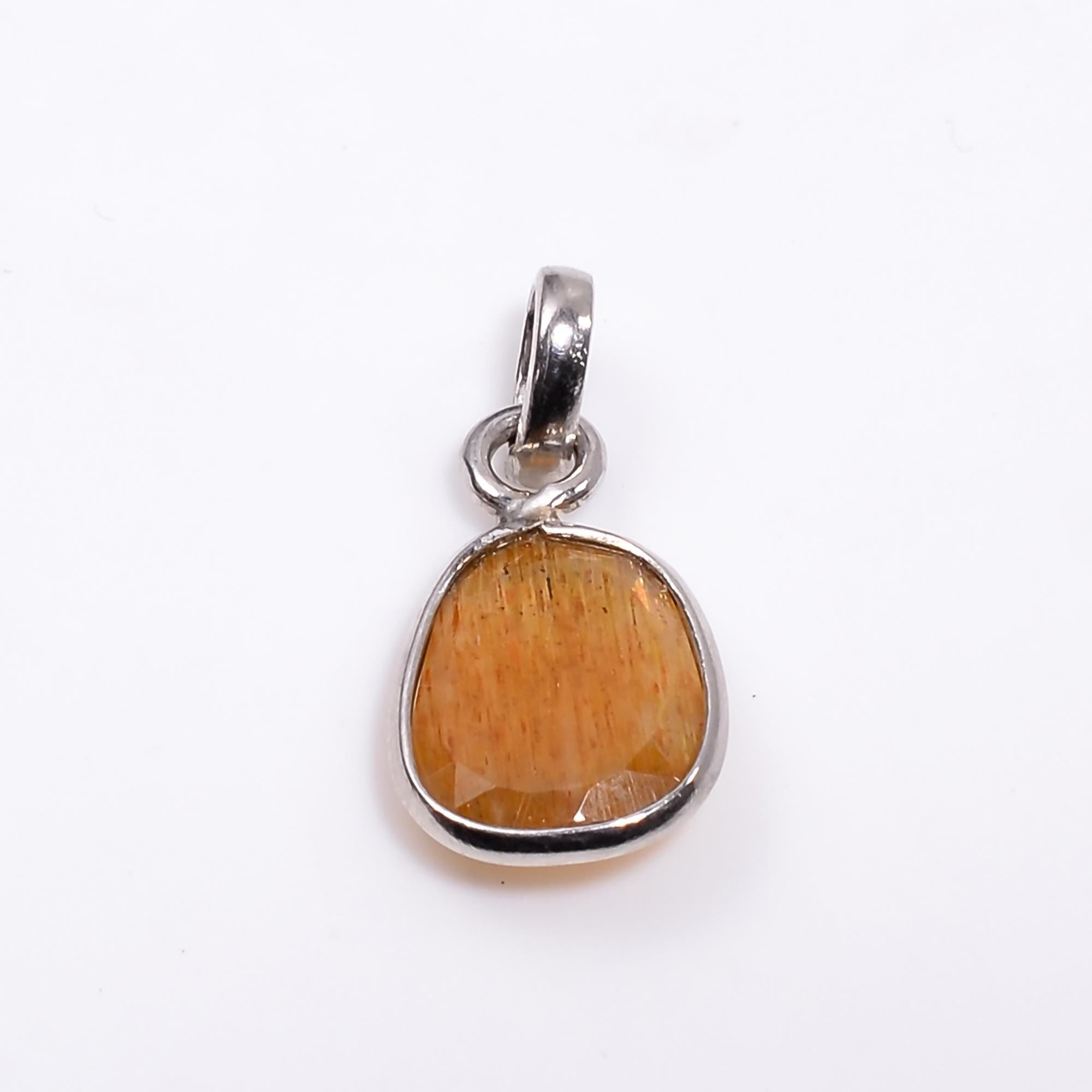 Natural Golden Feldspar Pendant – Sterling Silver Handmade Jewelry