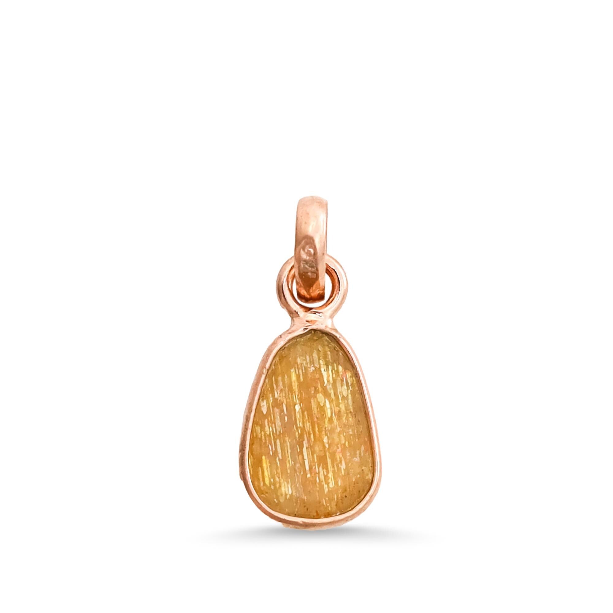 Natural Golden Feldspar Pendant – Sterling Silver Handmade Jewelry