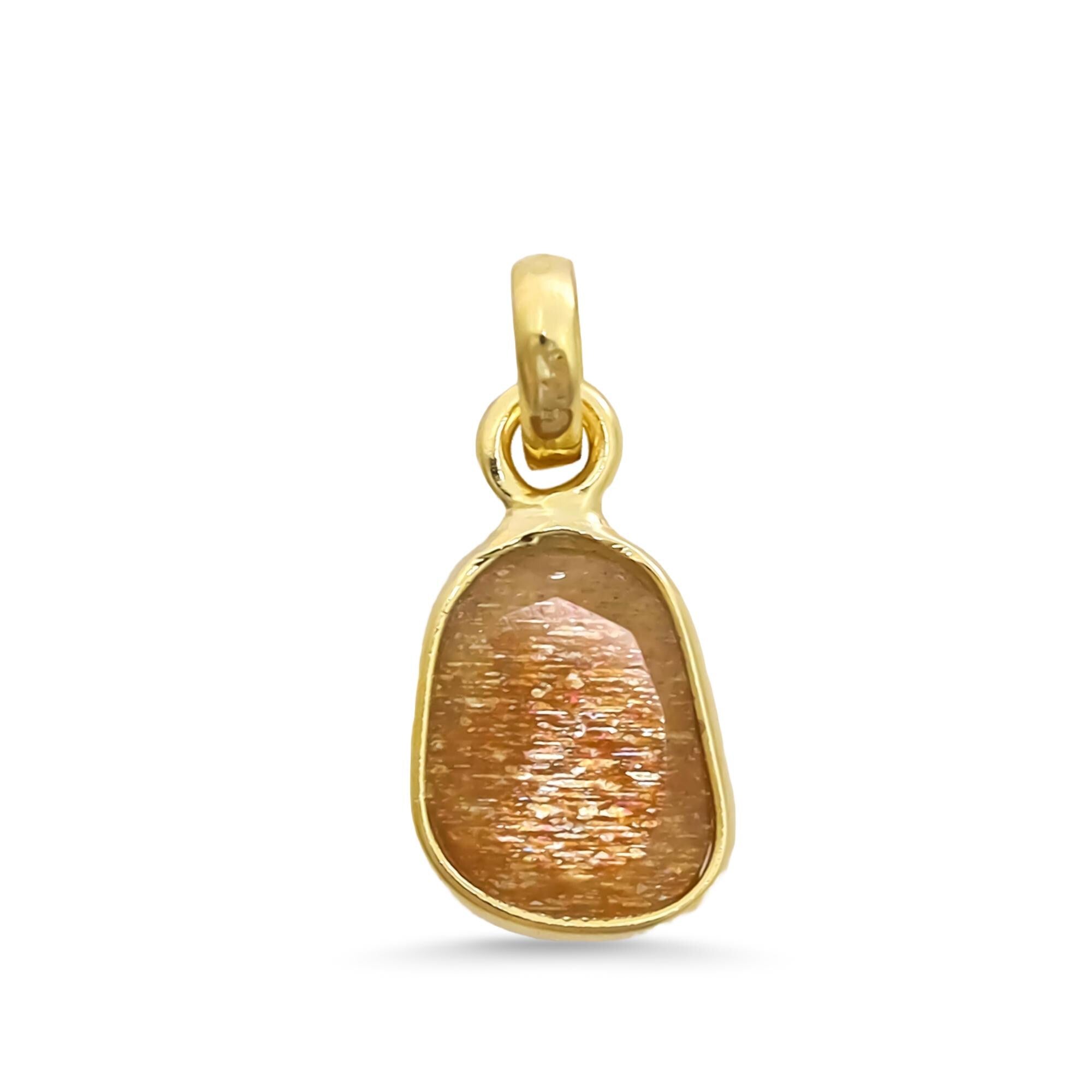 Natural Golden Feldspar Pendant – Sterling Silver Handmade Jewelry