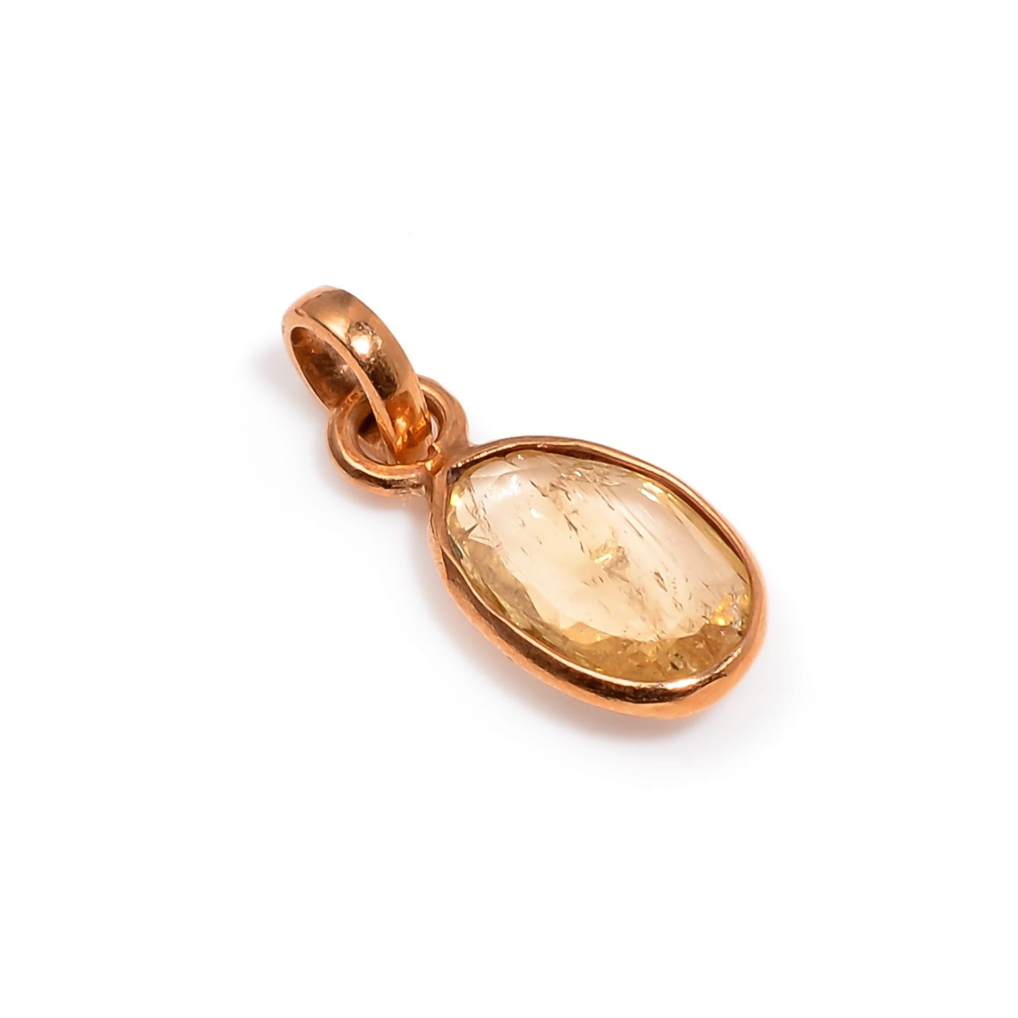 Natural Imperial Topaz Pendant: 925 Sterling Silver, Rose Cut Gemstone