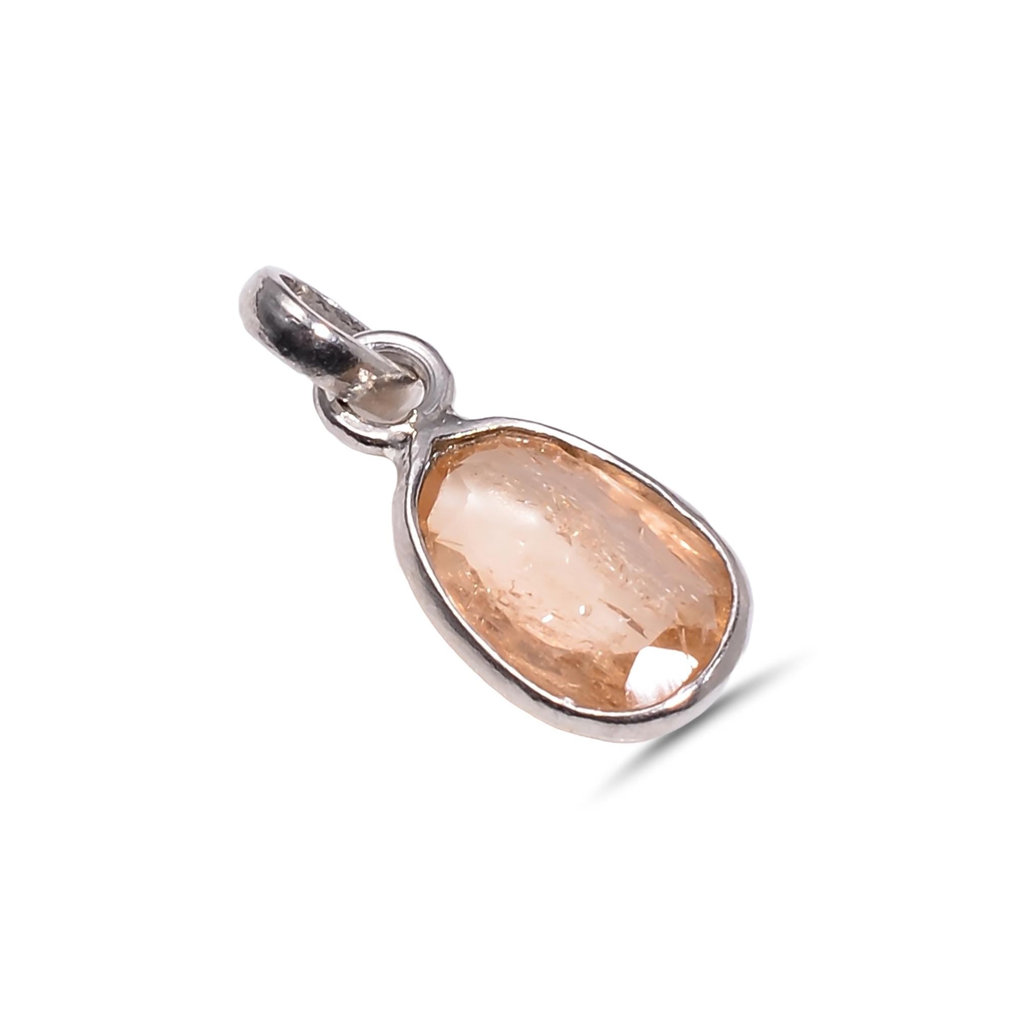 Natural Imperial Topaz Pendant: 925 Sterling Silver, Rose Cut Gemstone