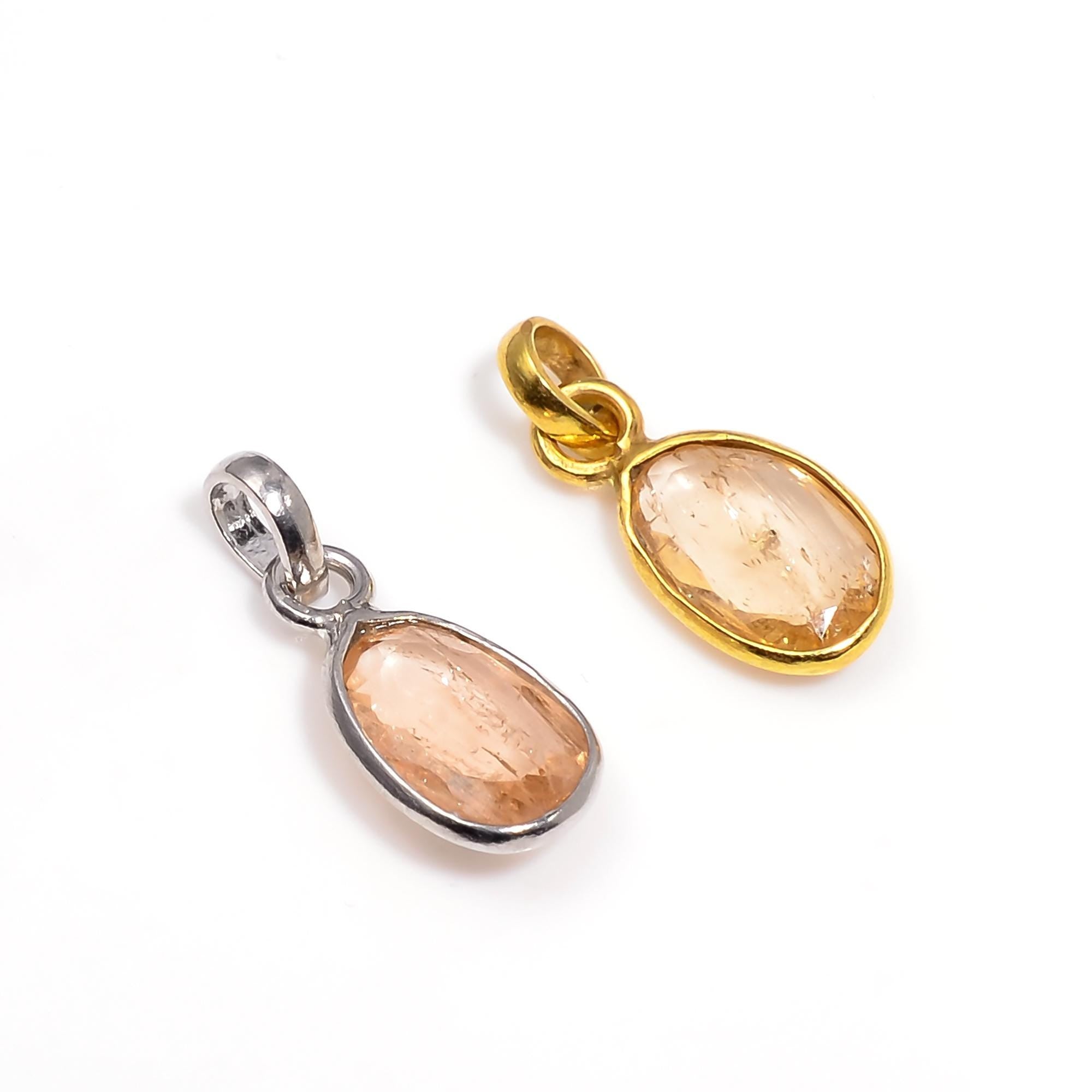 Natural Imperial Topaz Pendant: 925 Sterling Silver, Rose Cut Gemstone
