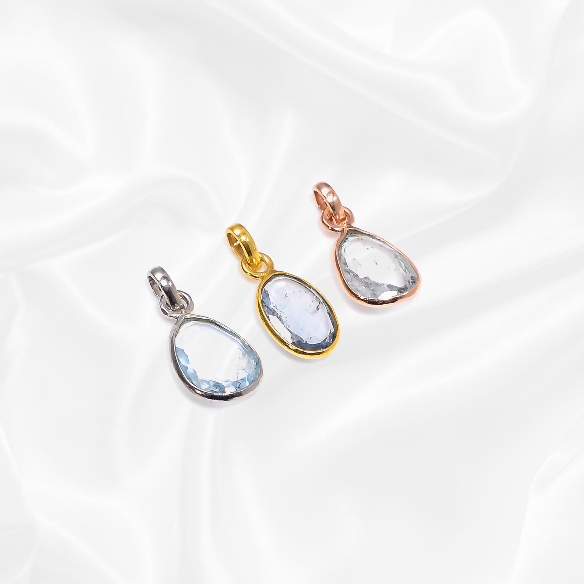 Vintage Moss Aquamarine 925 Silver Pendant: Handmade Boho Necklace