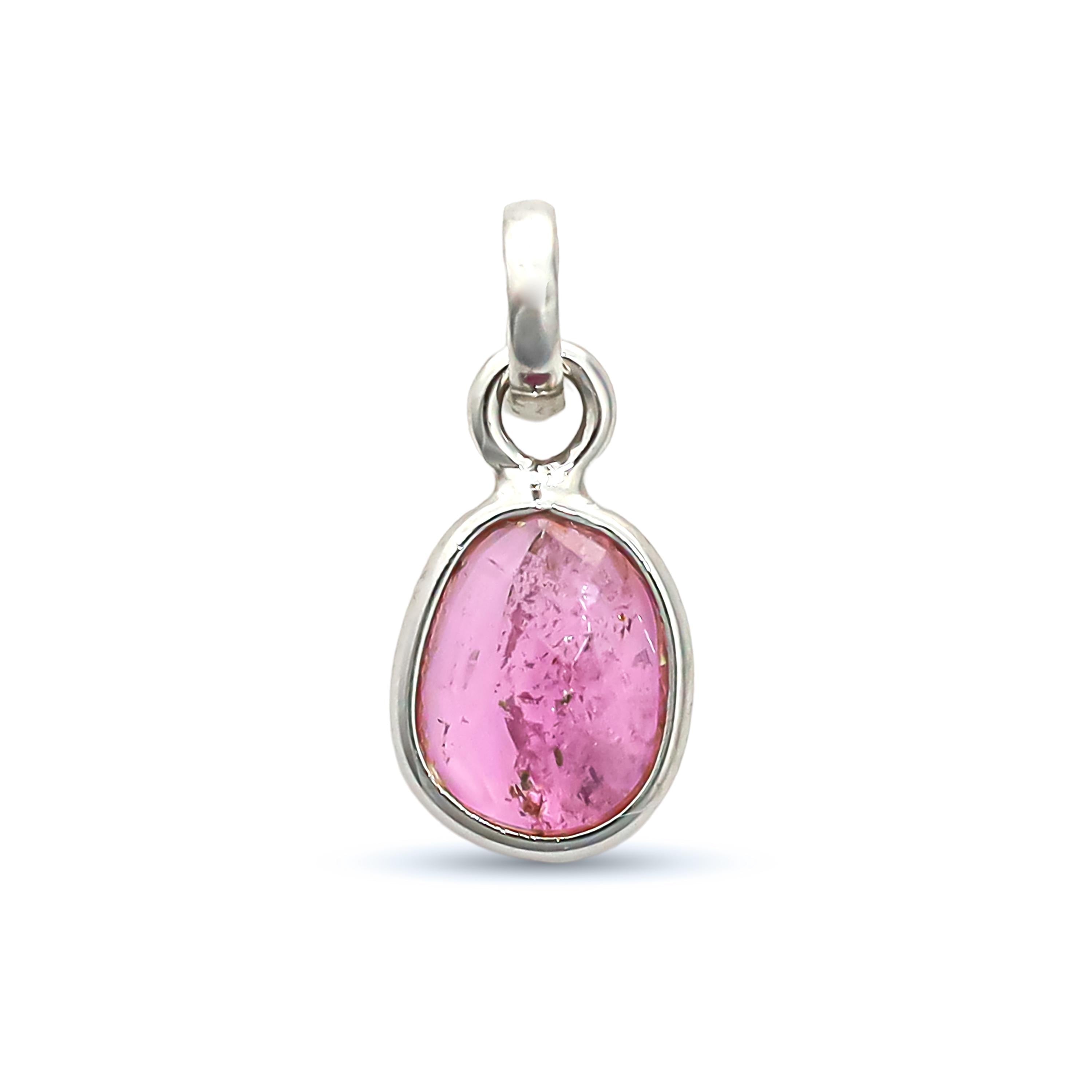 Multi Tourmaline Silver Pendant: Rose Cut Gemstone, Bohemian Jewelry