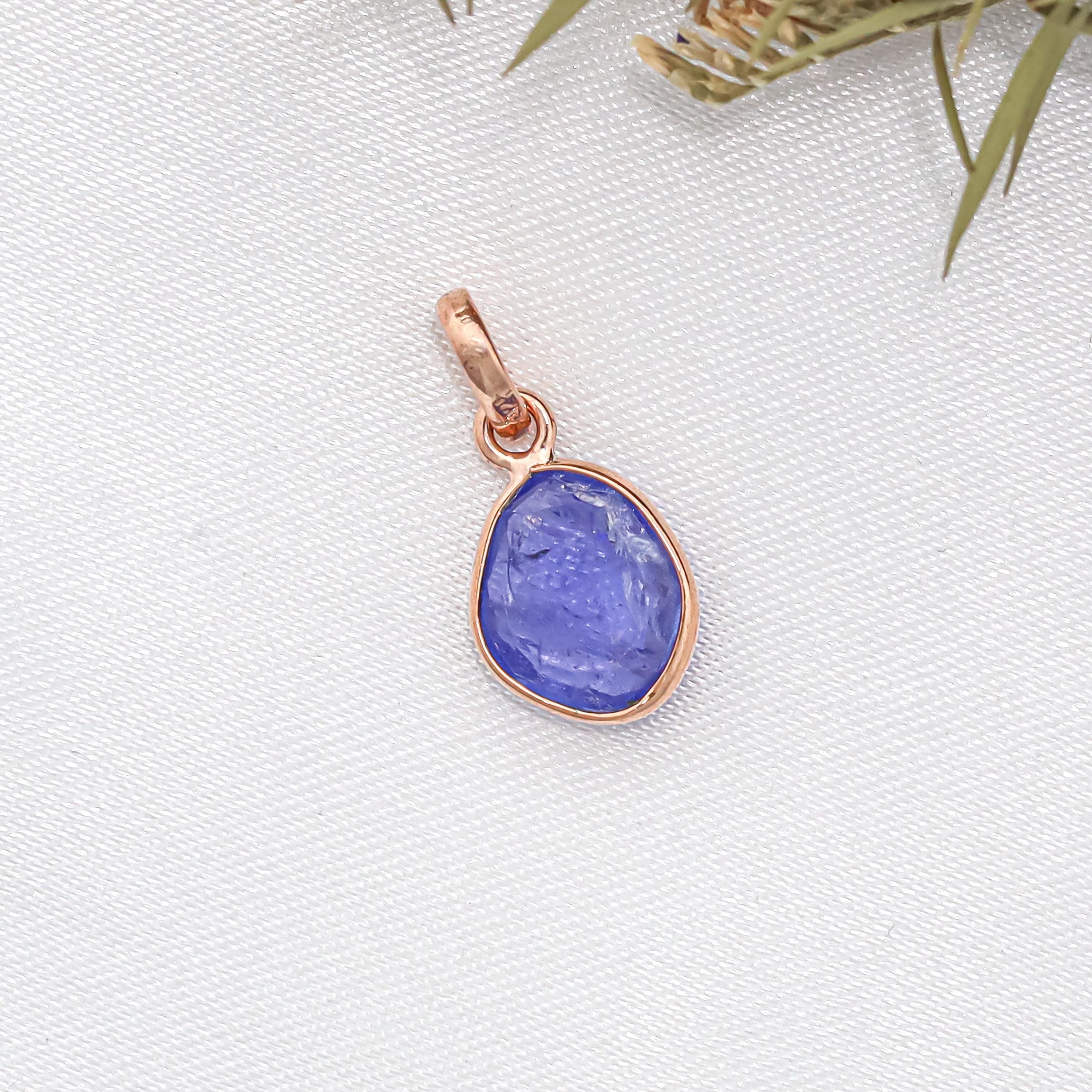 Rose Cut Tanzanite Silver Pendant Necklace: December Birthstone
