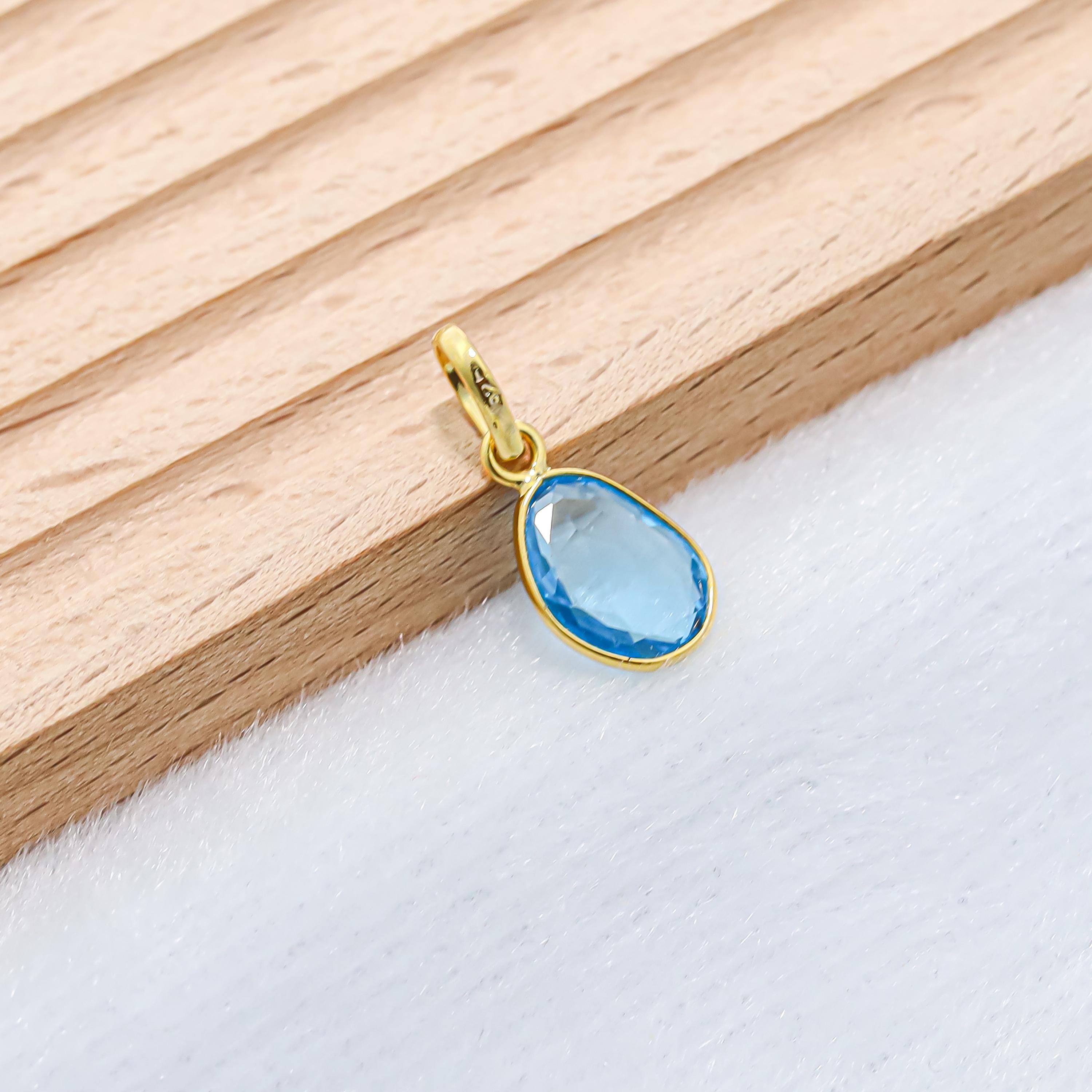 Rose Cut Swiss Blue Topaz Pendant: Sterling Silver December Birthstone