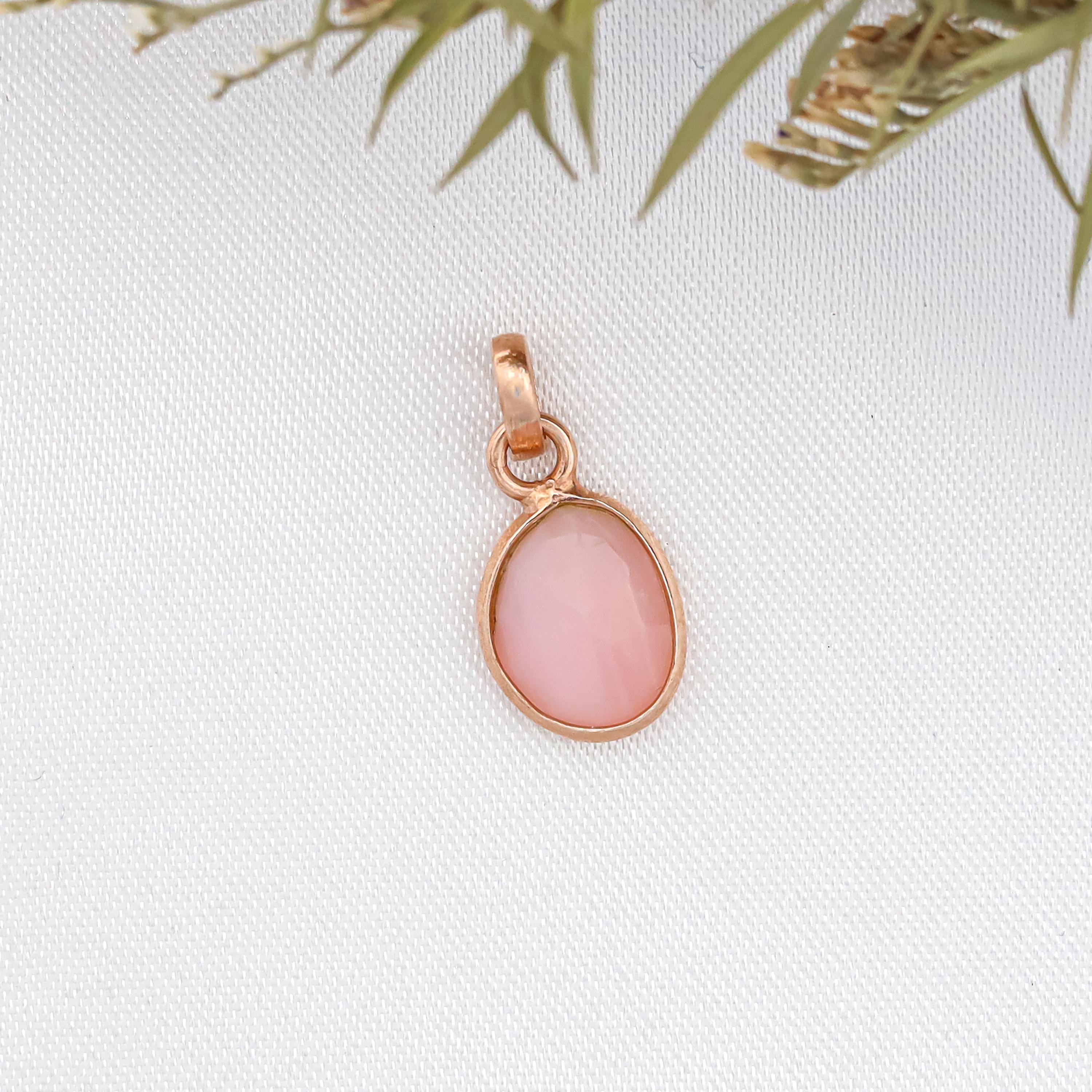 Pink Opal Pendant: Sterling Silver Bezel, Natural Gemstone Jewelry