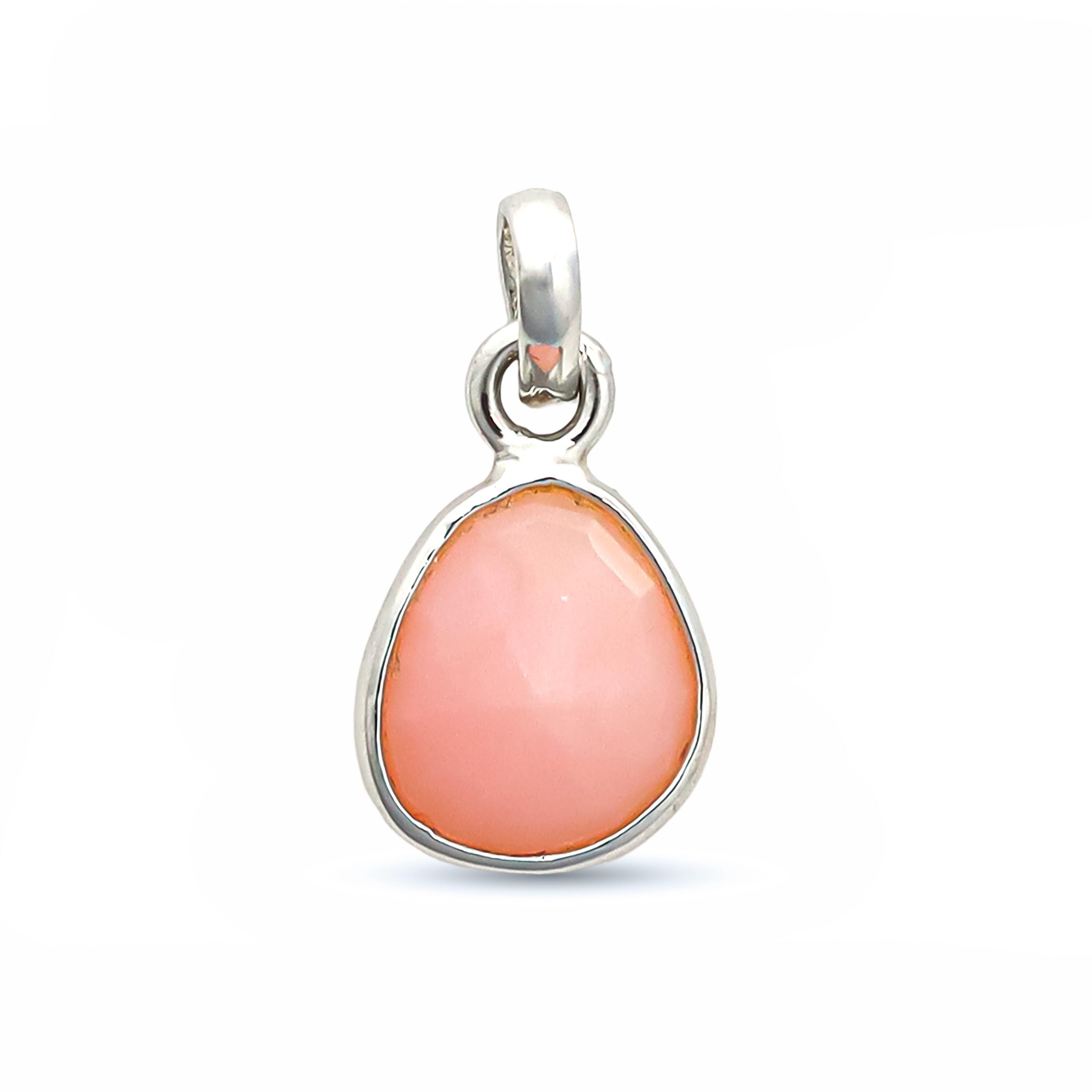 Pink Opal Pendant: Sterling Silver Bezel, Natural Gemstone Jewelry