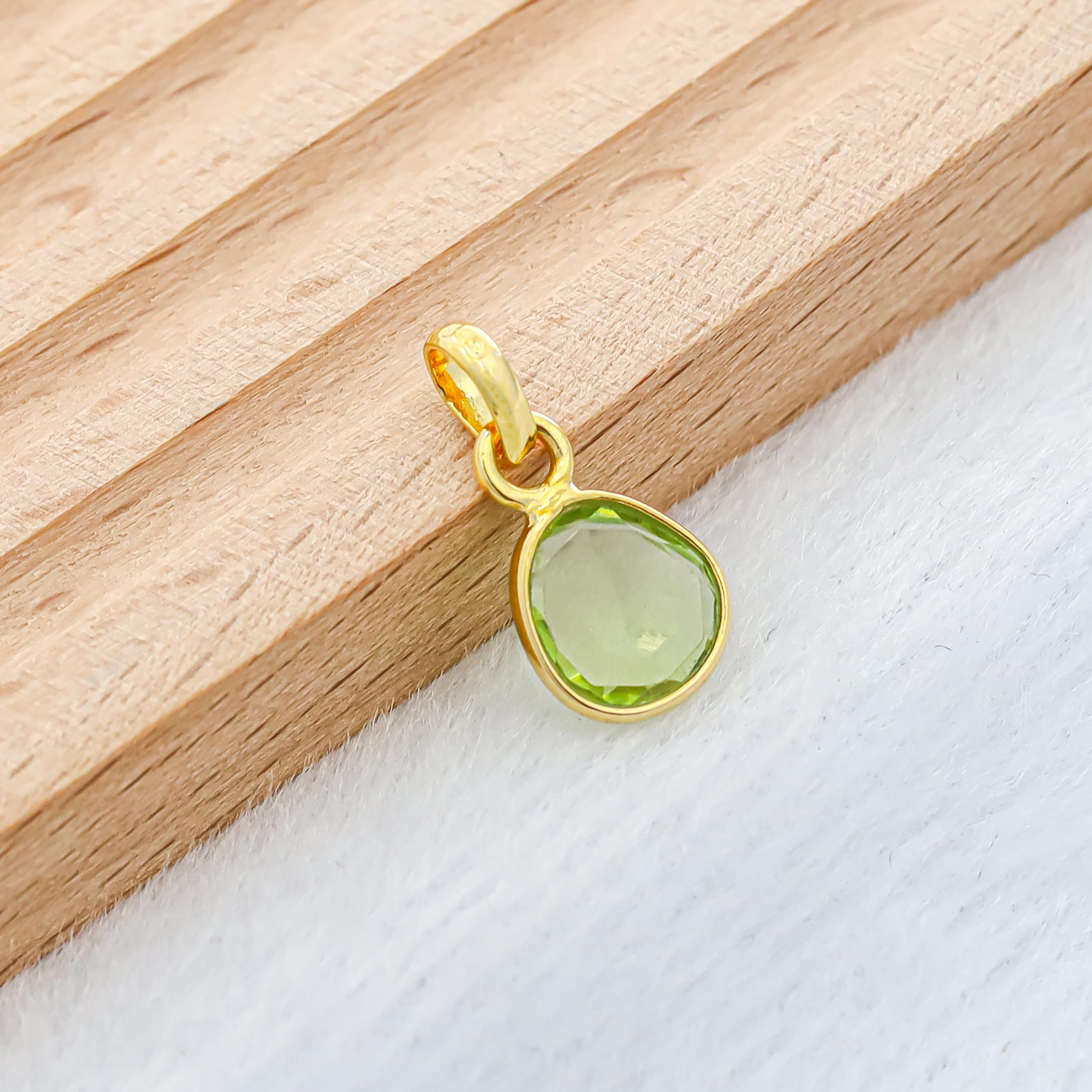 Raw Peridot Pendant: Sterling Silver Boho Necklace, August Birthstone